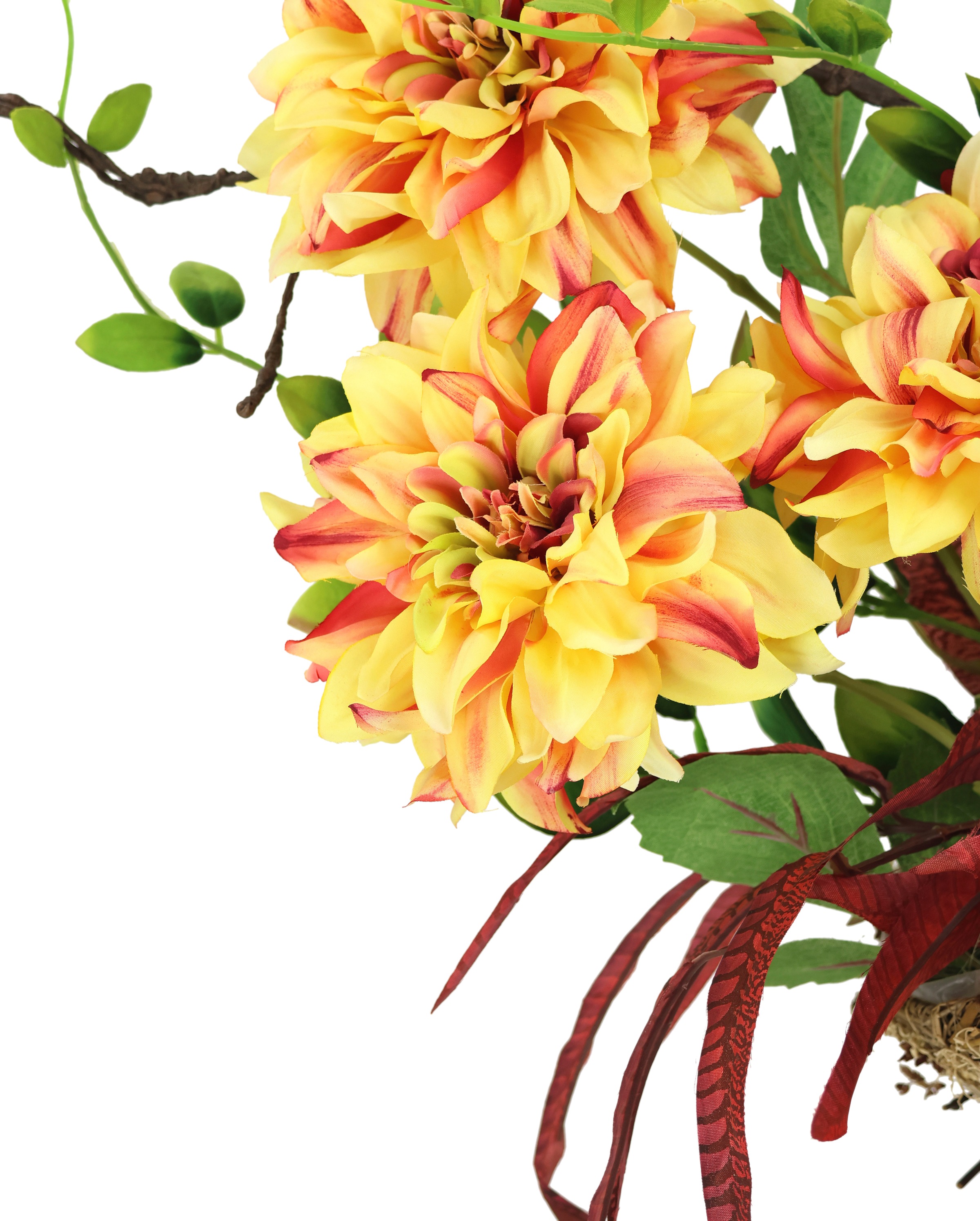 I.GE.A. Kunstblume »Dahlien-Arrangement in Pflanzschale Gesteck aus künstlichen Blumen«, Herbstgesteck Künstliche Dekorationen Herbst Blumendekoration
