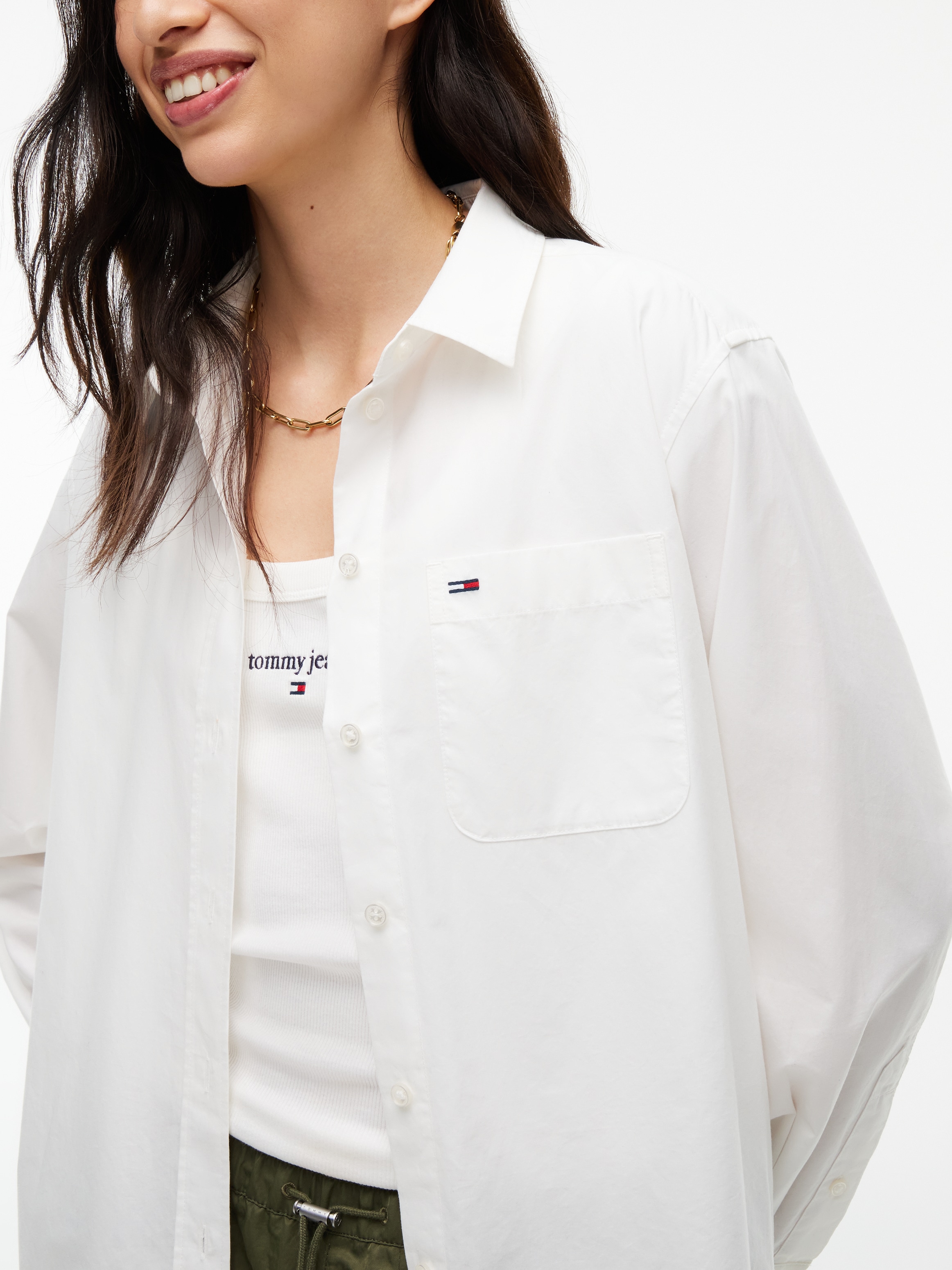 Tommy Jeans Langarmbluse »TJW RLX ESSENTIAL SHIRT« Baumwolle,  relaxed fit