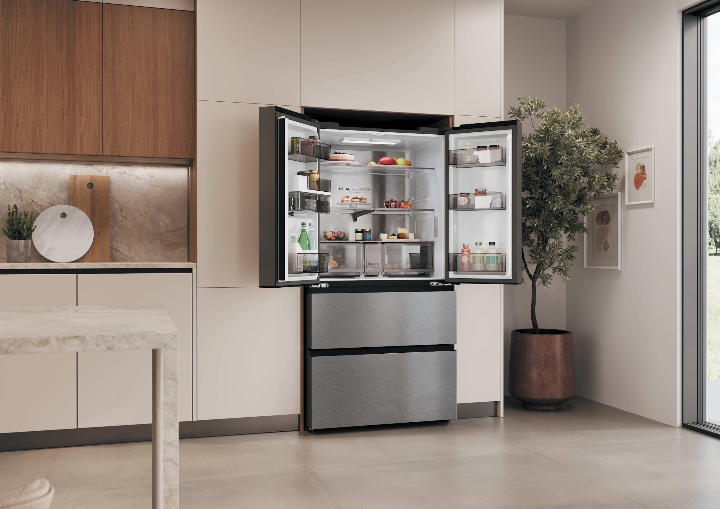 Haier Multi Door Horizon Collection »HFR59F18CWMM« 182,5 cm hoch 90,5 cm breit Wasserdispenser mit Tank