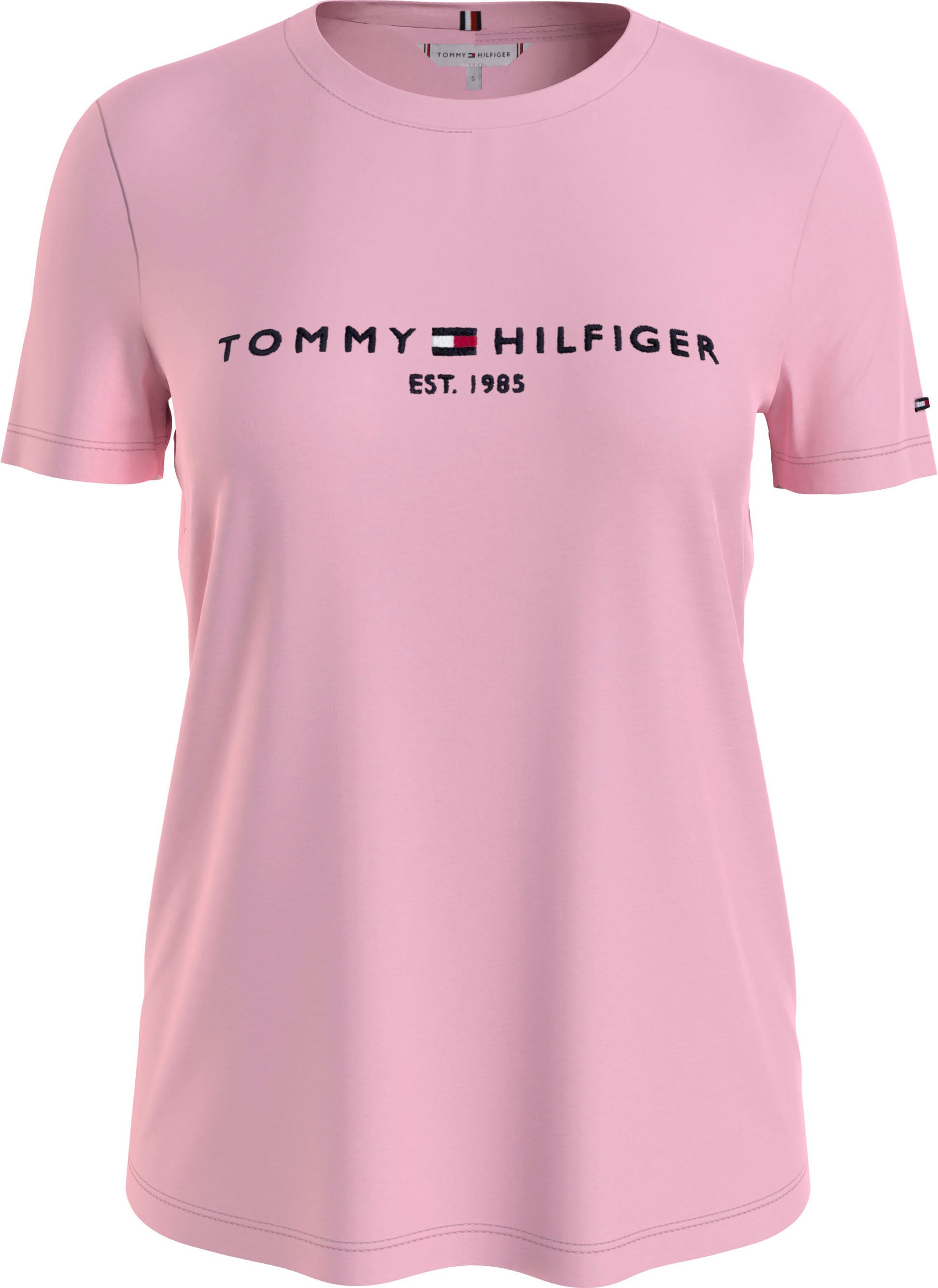 Logo-Schriftzug Tommy mit »TH TEE Hilfiger ♕ ESS Hilfiger bei Tommy Linear REG Rundhalsshirt C-NK SS«, HILFIGER