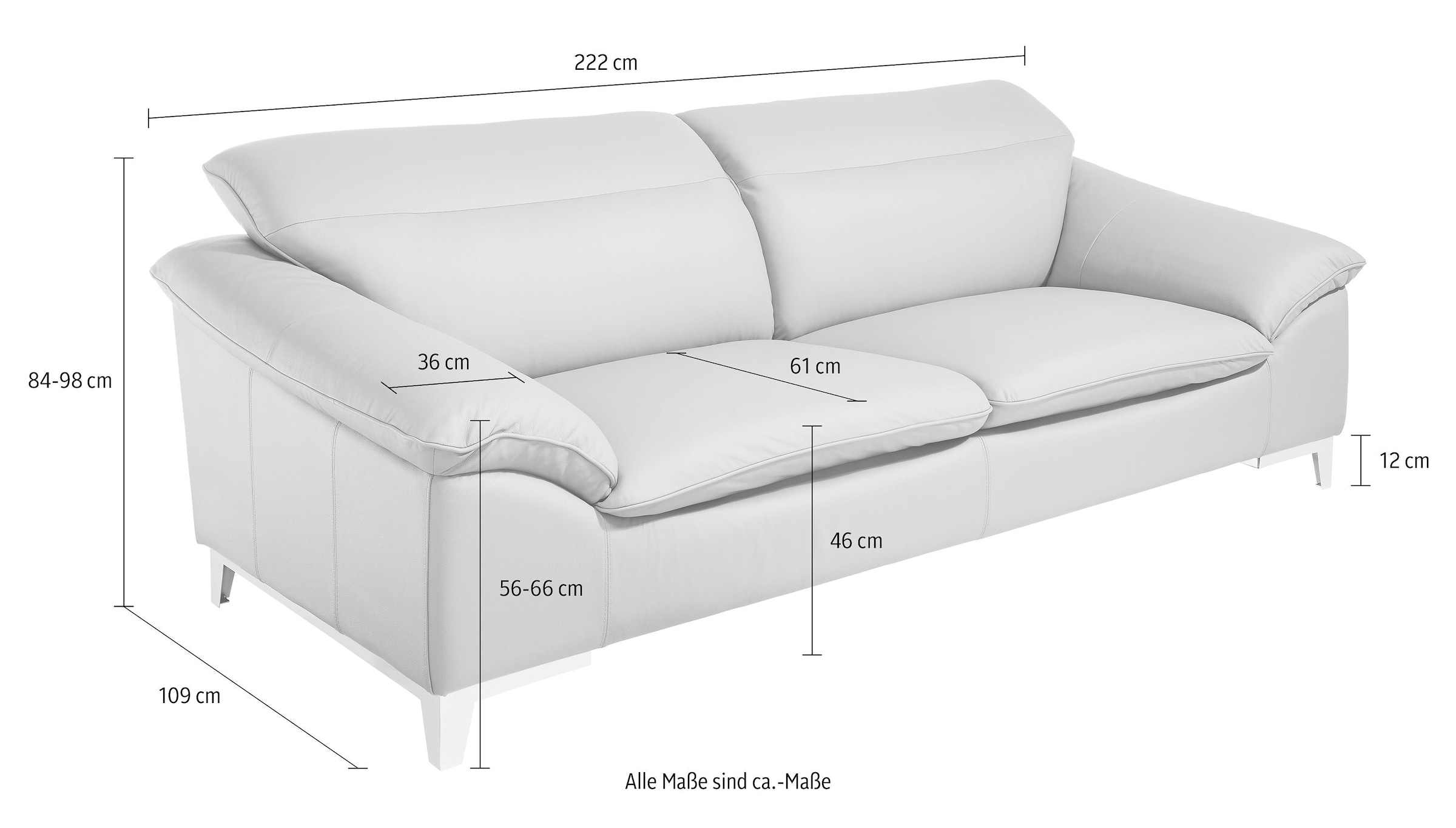 COTTA Polstergarnitur »Teresa«, (Set), Set bestehend aus: 2-Sitzer mit Kopfteilverstellung & Hocker