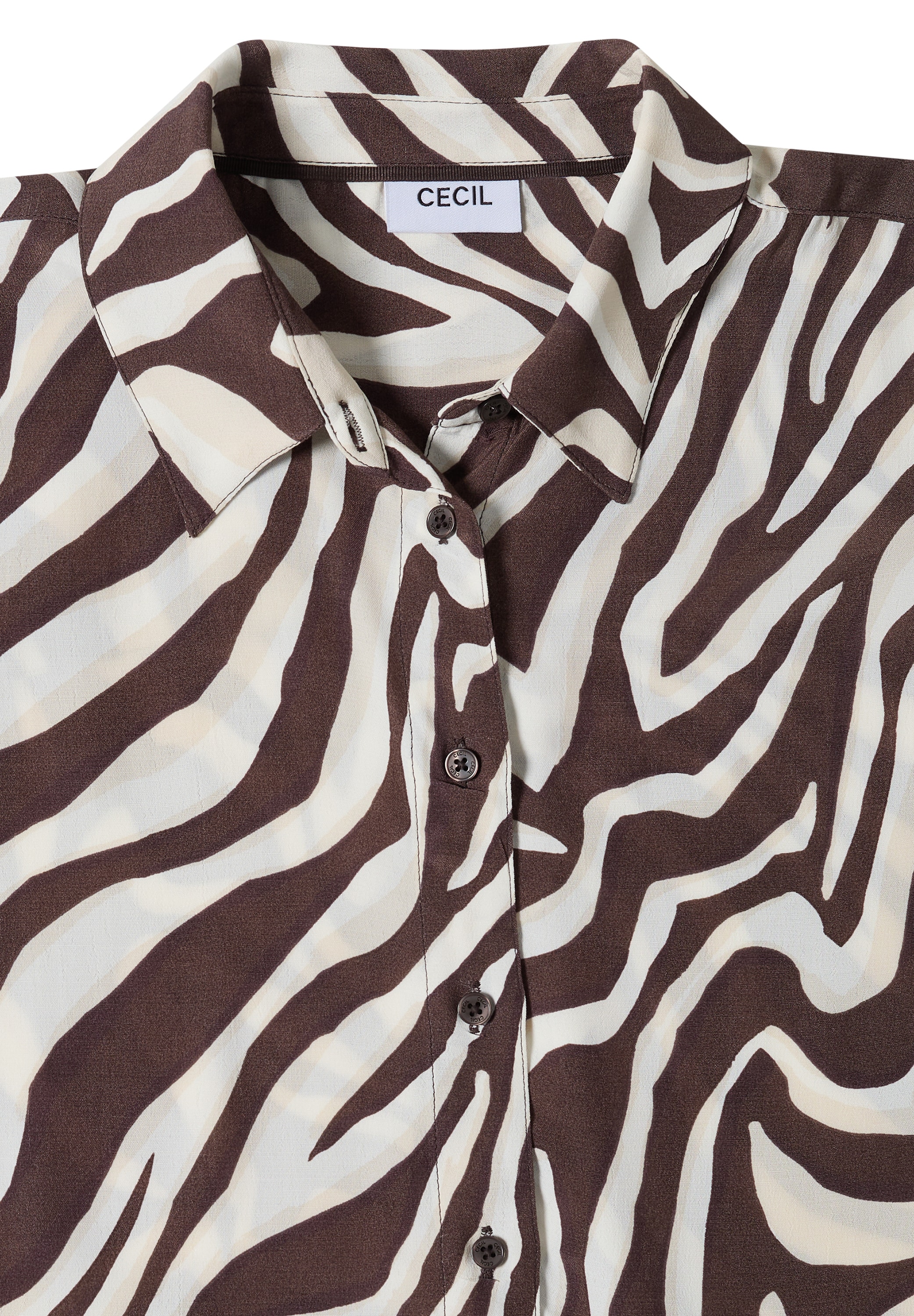 Cecil Hemdbluse Sommerbluse, Turn-up-Detail , Knopfleiste, Viskose