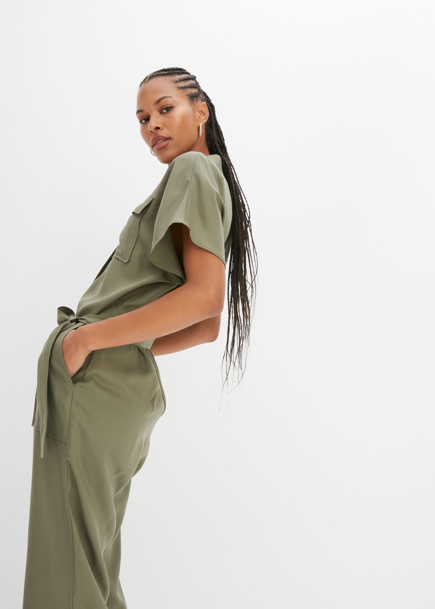 bonprix Jumpsuit aus Lyocell, mit Hemdblusenkragen