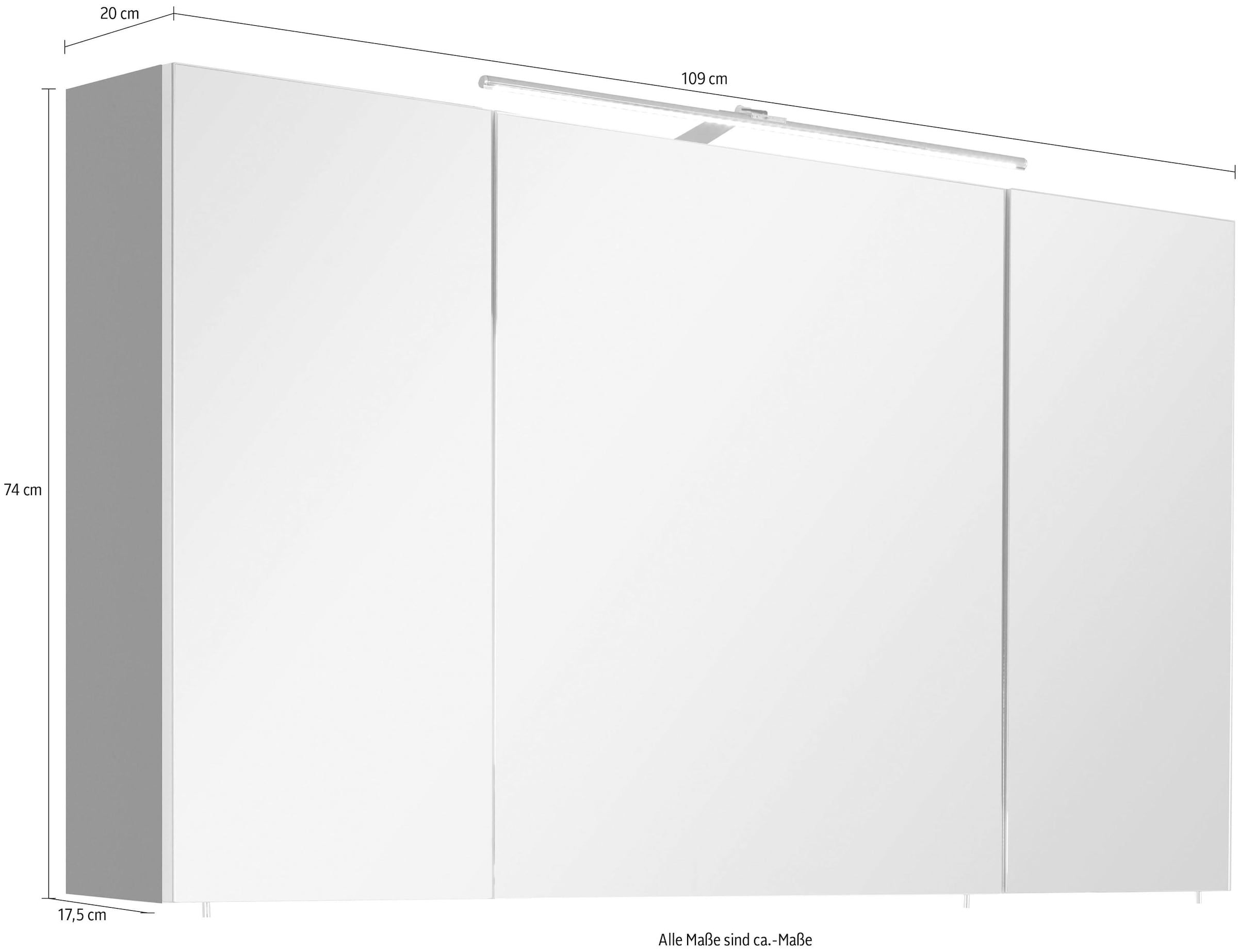 LED »Ava«, OPTIFIT Beleuchtung mit mit 3 Garantie Jahren XXL Spiegelschrank