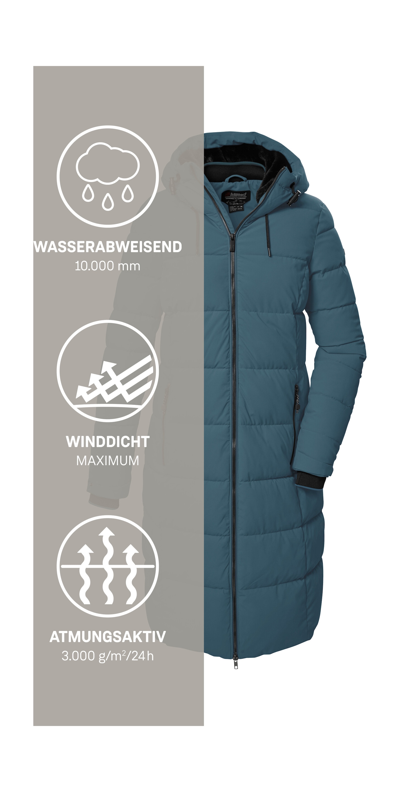 Killtec Steppmantel »KOW 56 WMN QLTD CT« Winddichter, wasserabweisender Wintermantel mit regulierbarer Kapuze