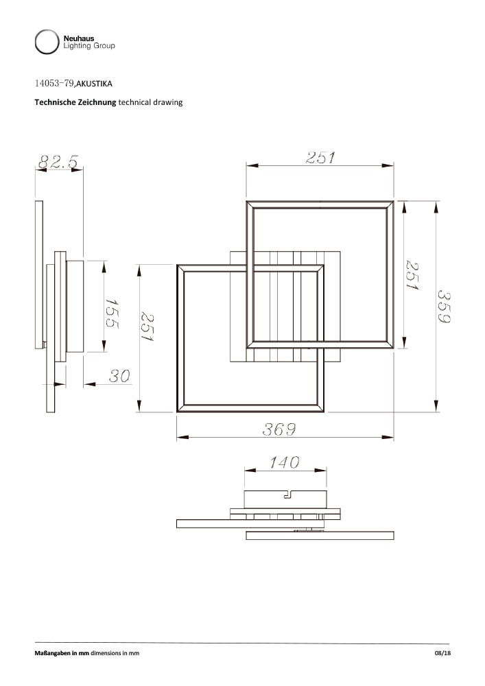 JUST LIGHT LED Deckenleuchte »AKUSTIKA« LED-Board 1 Stk. Warmweiß Eichenfurnier und schwarz, Rahmen drehbar