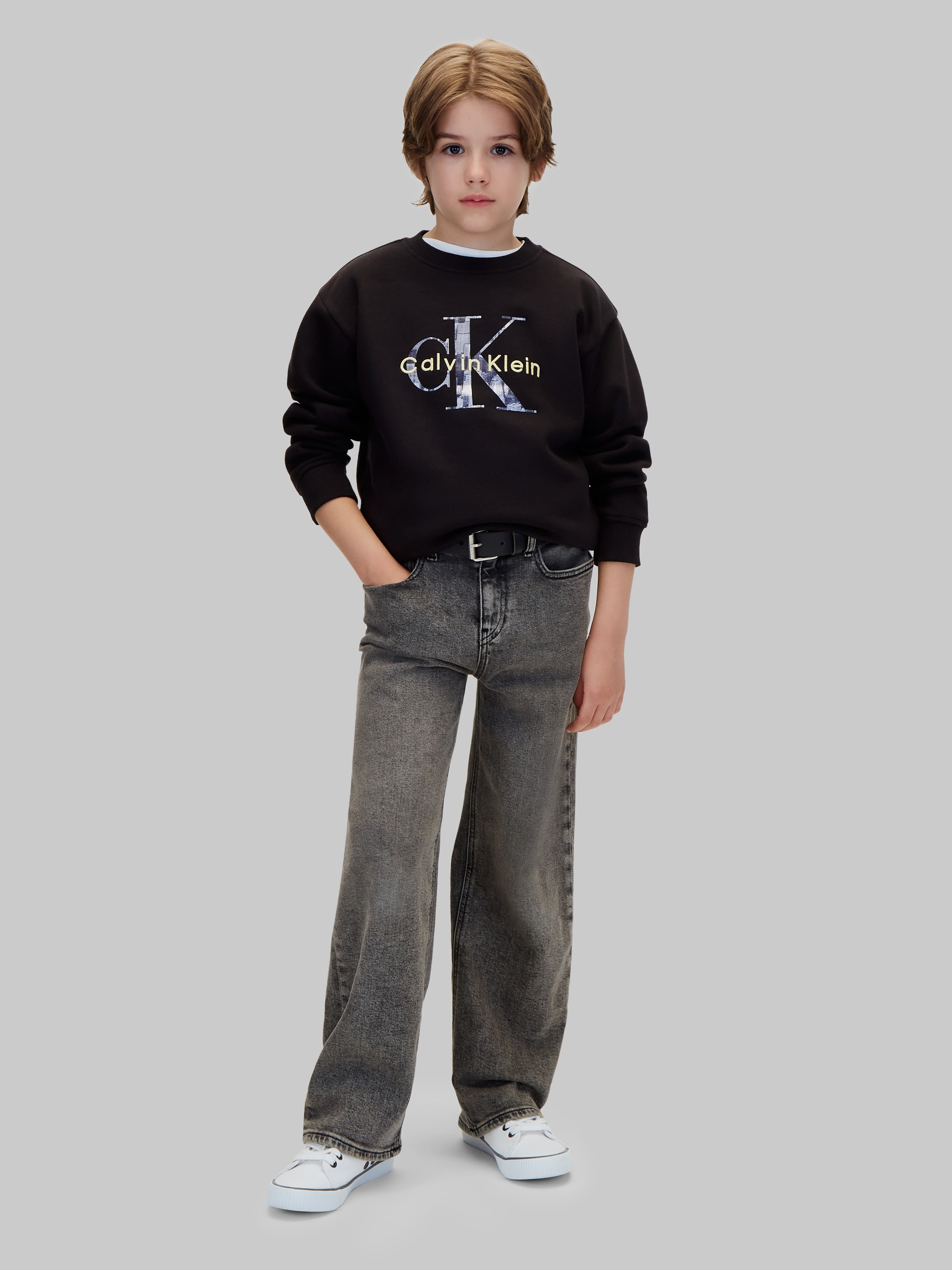 Calvin Klein Jeans Sweatshirt »FILLED MONOLOGO CN SWEATSHIRT«, Regular fit mit Rundhalsausschnitt, Logoschriftzug
