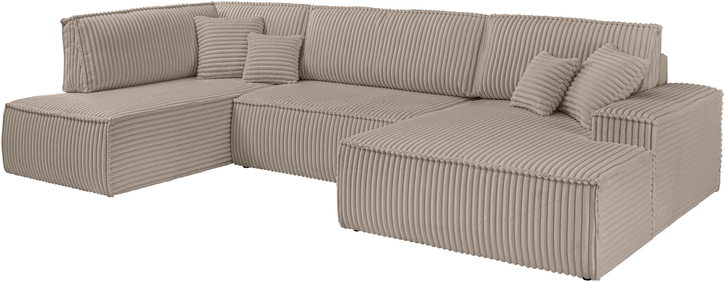 OTTO home Wohnlandschaft »FINNLEY U-Form XXL 329 cm - OTTO. Verlässliche Qualität.« Schlafsofa, Bettkasten, in Bouclé, Struktur fein und Mega Cord
