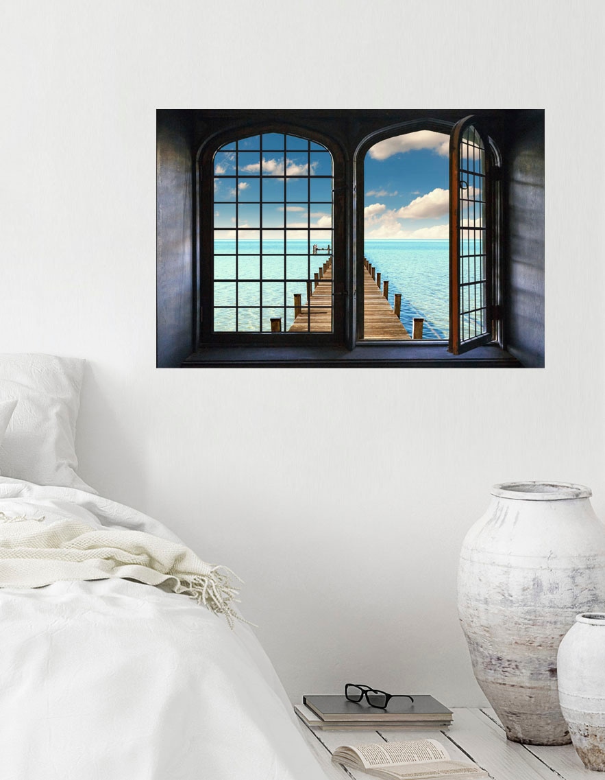 queence Wandsticker »Bora Bora«, Wandsticker, Wandbild, selbstklebend, 3D, Fenster