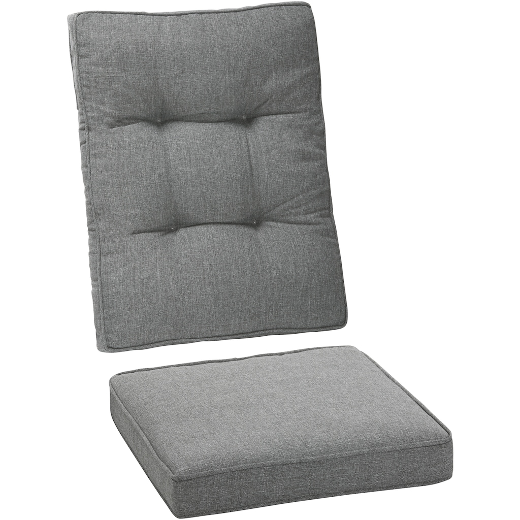 KONIFERA Garten-Essgruppe »Monaco«, (Set, 17 tlg., 6x Sessel, 2x Hocker, 1x Tisch 200x100x74cm, inkl. Auflagen)