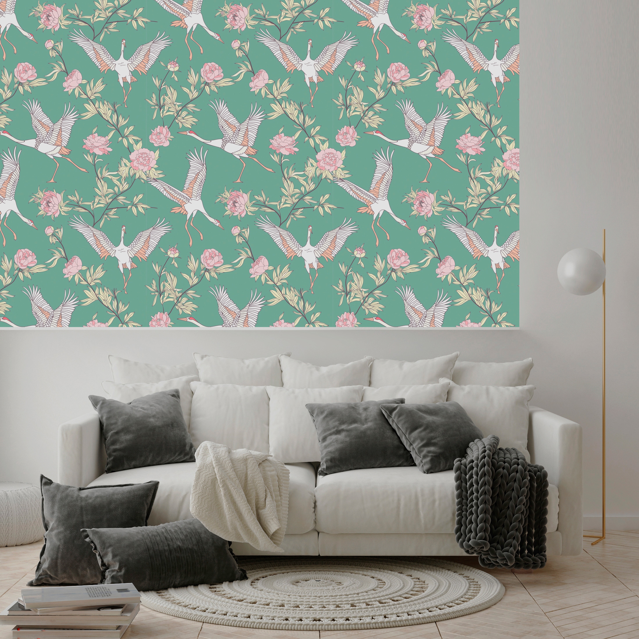 queence Vinyltapete »Margarete« Motiv | bedruckt | botanisch | floral | gemustert | natürlich glatt 90x250cm, selbstklebend, kinderleichte Anbringung, , Sticker