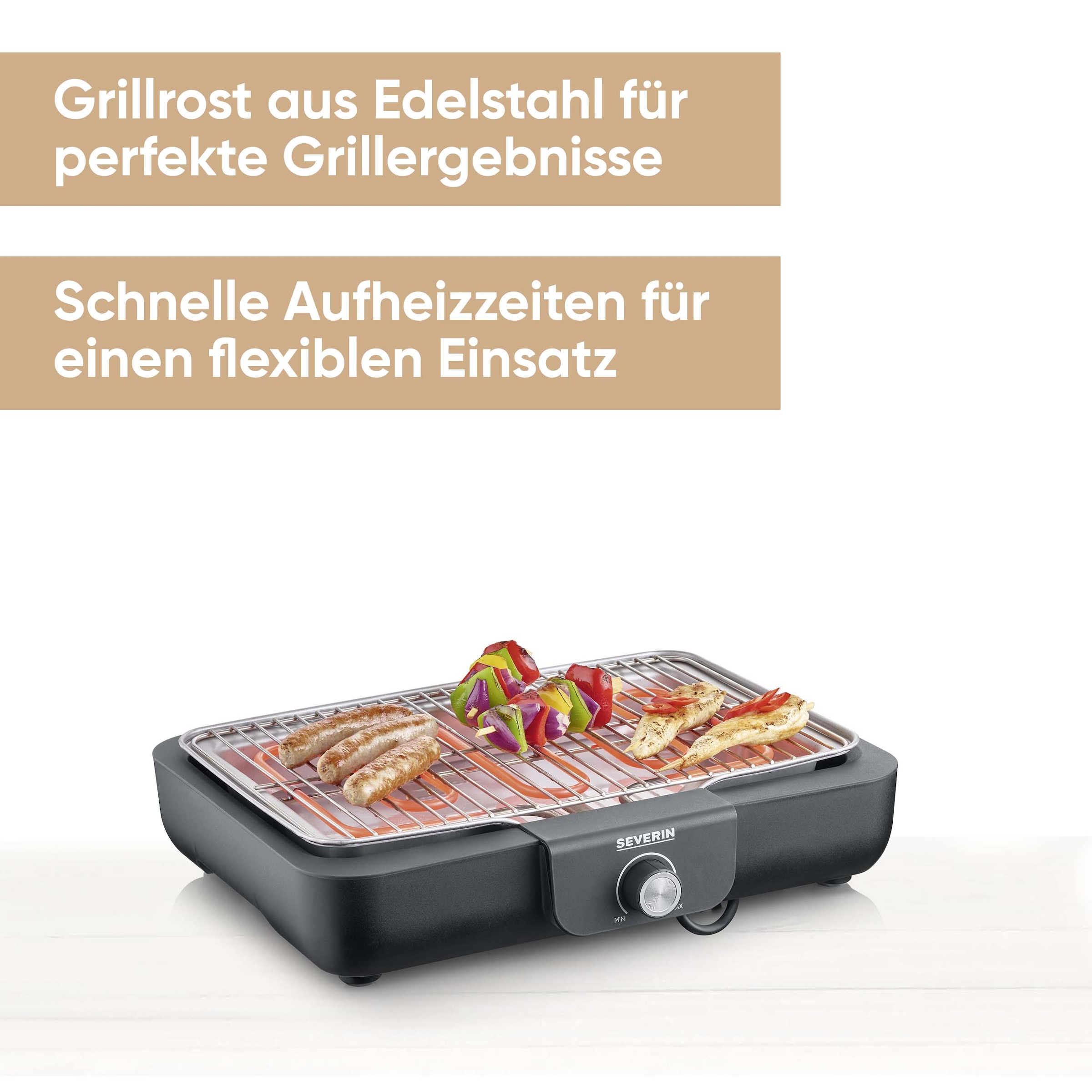 Severin Tischgrill »PG 8554 mit Grillrost« 2300 W Schnelle Aufheizzeiten bei einer max. Leistung von 2.300 W