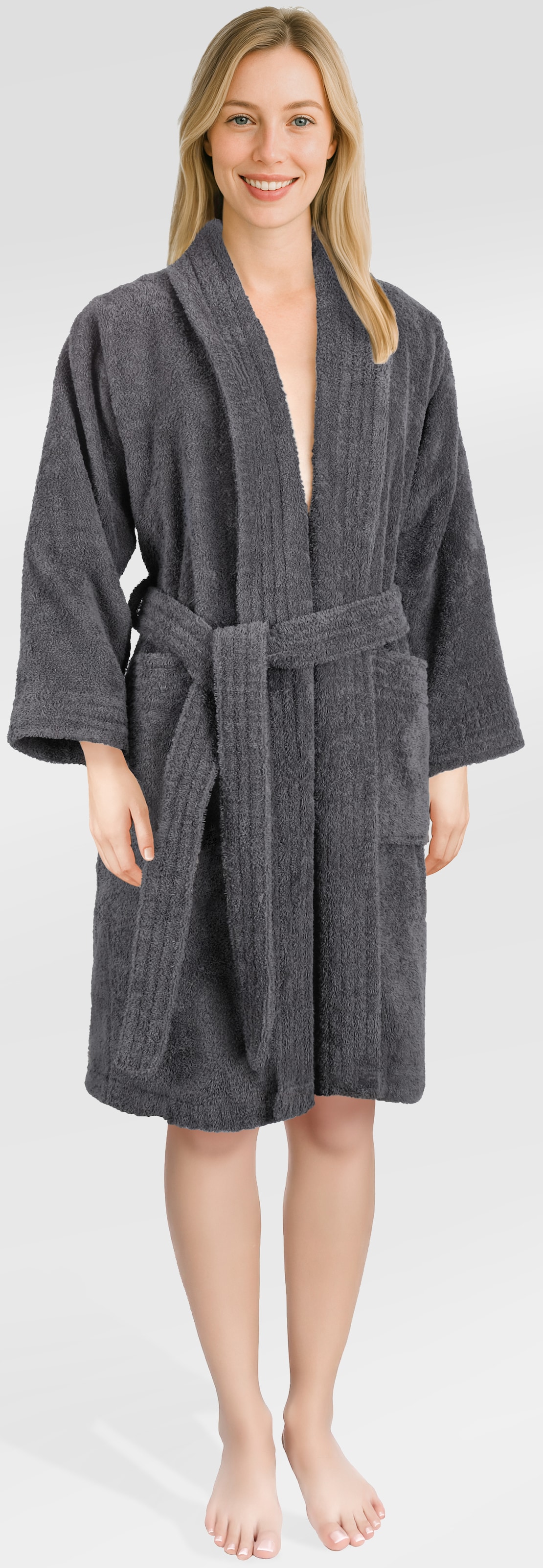 HAMMETEX Damenbademantel »Ren, 100% Baumwolle« 380 g/m² Frottee Bademantel mit Taschen – Saugfähig & Weich