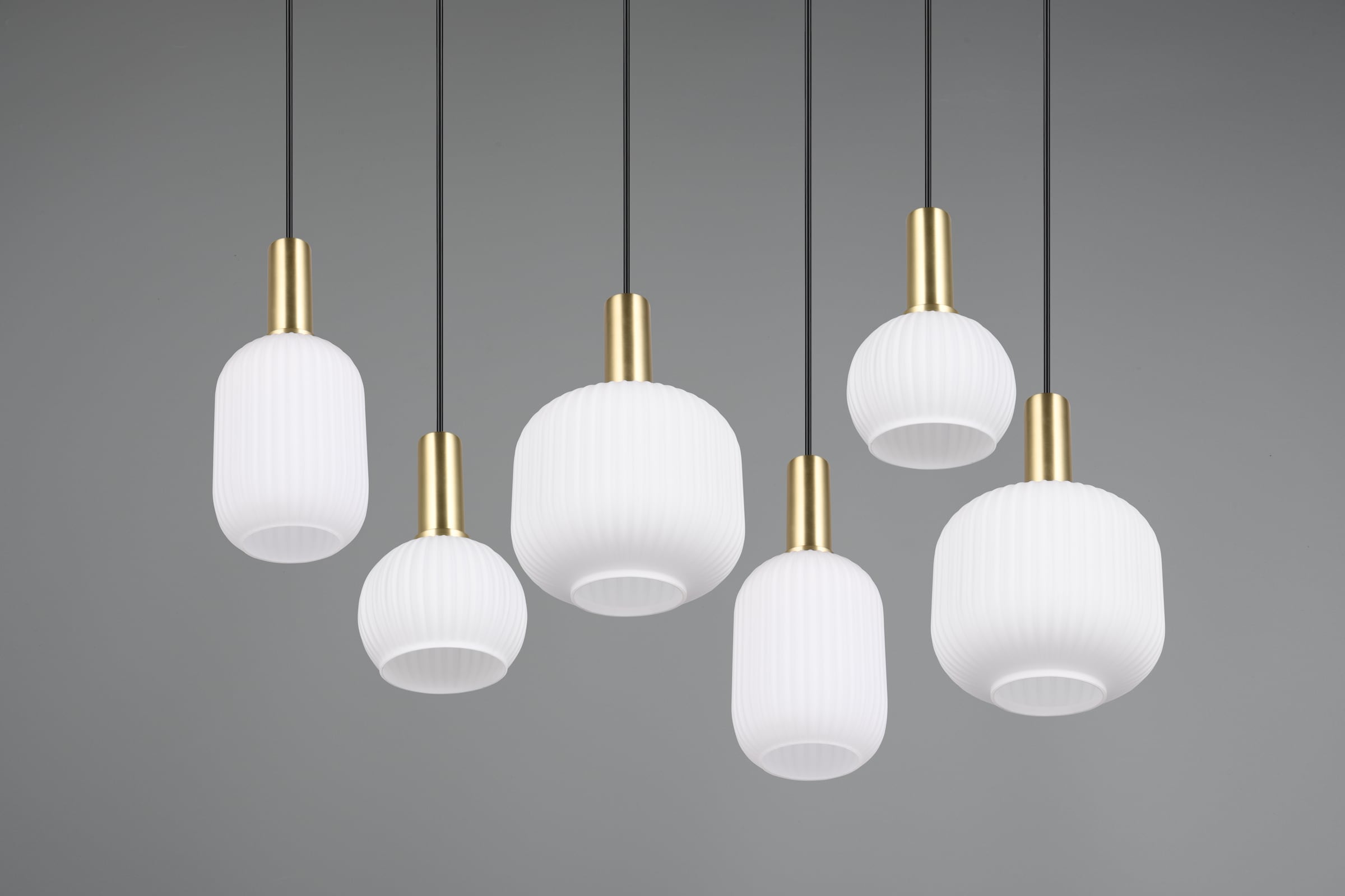 TRIO Leuchten Pendelleuchte »DIVA, E27 Hängelampe 6-flammig mit Glasschirm, exkl 6xE27 max 10W« E27 1 Stk. warmweiß - kaltweiß höhenverstellbar bis max 150cm Hängeleuchte 92x 35 cm Wohnzimmer Küche