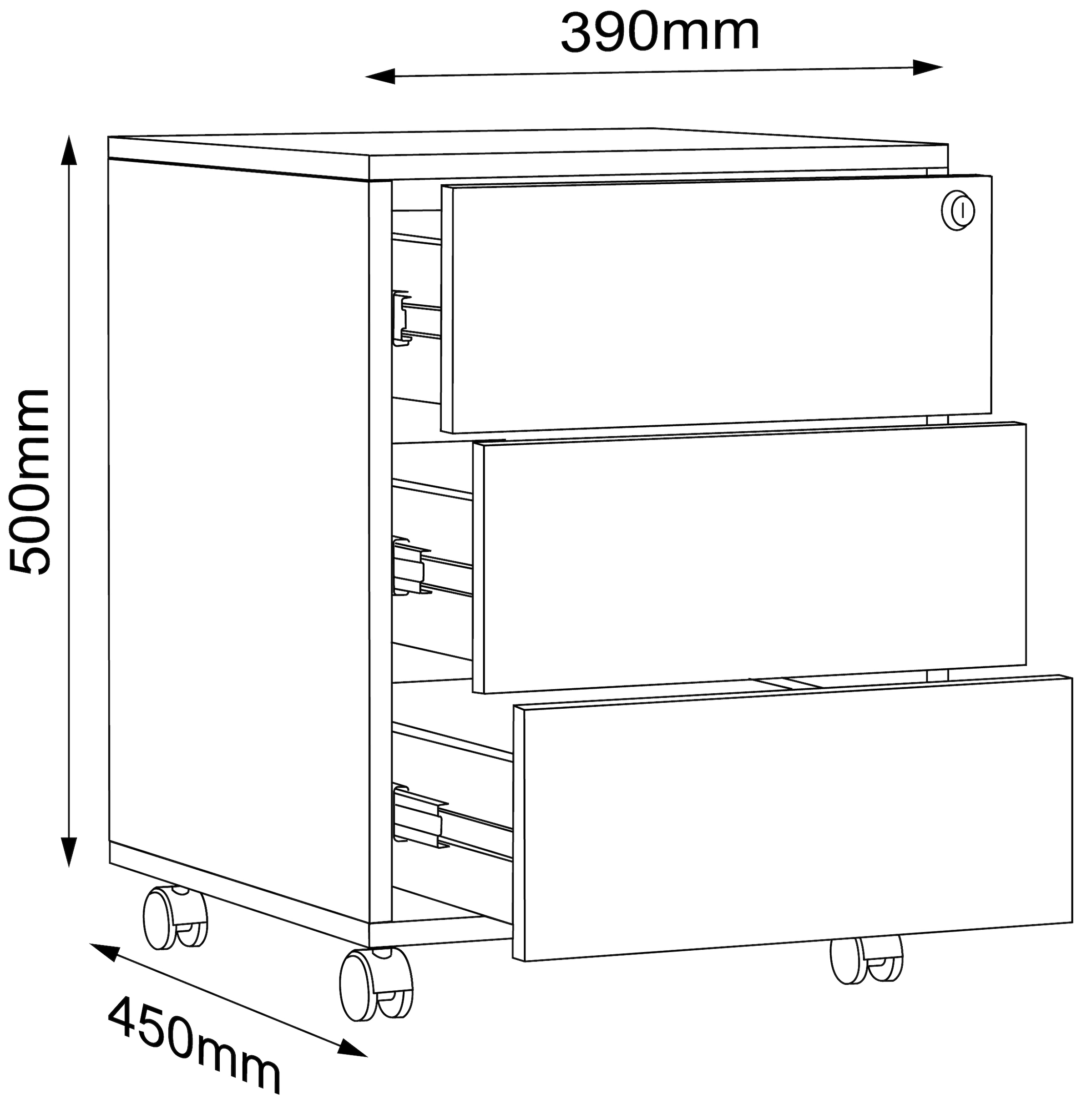 VCM Container »Holz Rollcontainer Bürocontainer Salia 3 Schublade«, (1 St., VCM Salia)