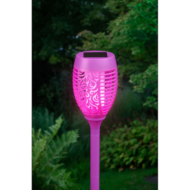 BONETTI LED Gartenfackel, LED Solar Gartenfackel lila mit realer Flamme  online kaufen | mit 3 Jahren XXL Garantie