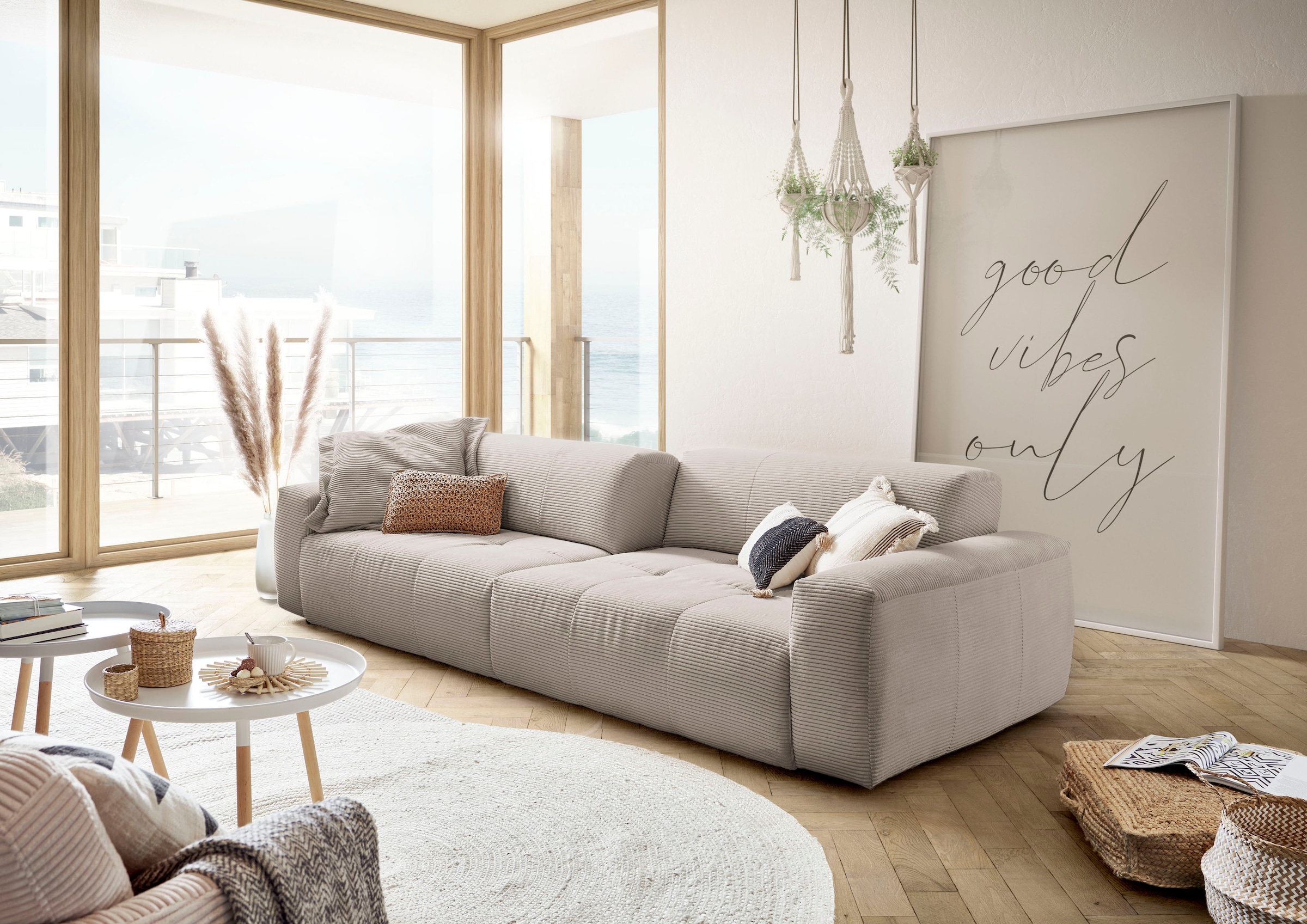 3C Candy Big-Sofa »Yoshy Mega Sofa mit Komfortfunktionen, modern und bequem,« Zwei Sitztiefen durch verstellbare Rückenlehne, Bezug in Cord