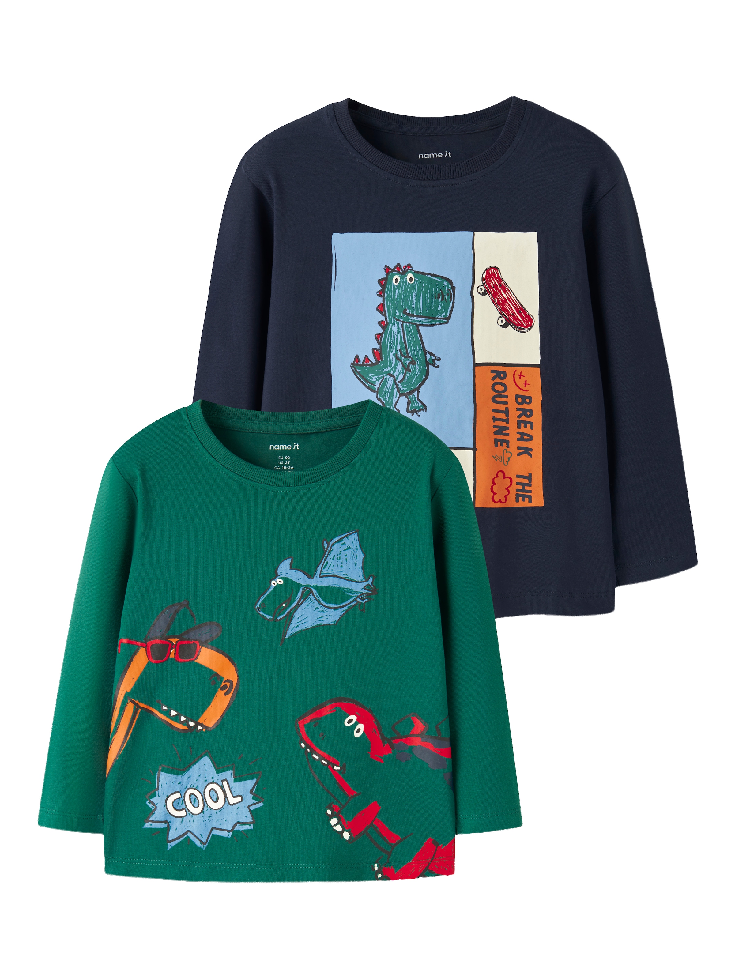 Name It Langarmshirt »NMMLUCIUS 2P LS NREG TOP BOX« Packung, 2 Baumwollmischung, regular fit