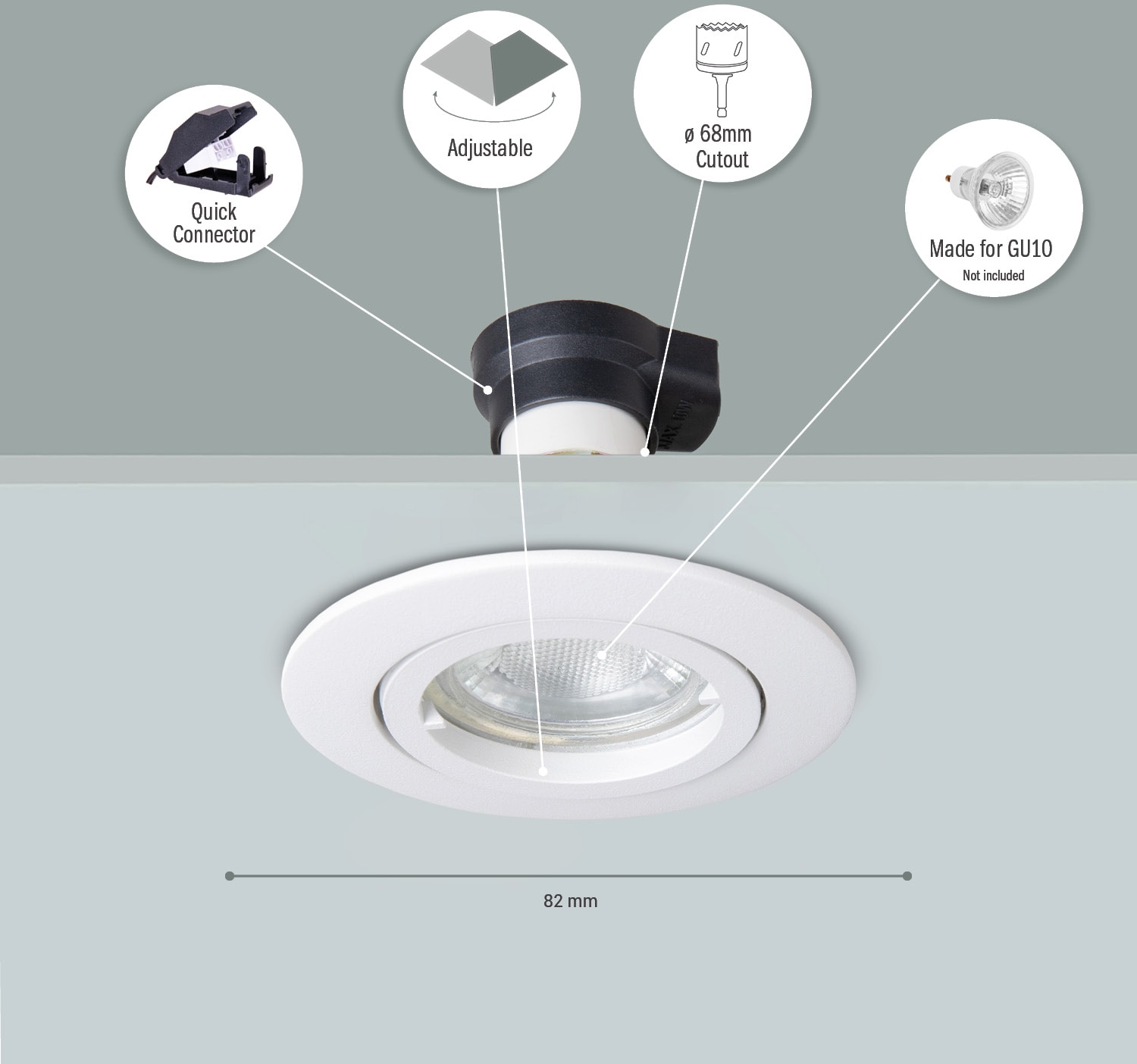 Paco Home Einbauleuchte »Lina« GU10 Einbaustrahler Schwenkbar Strahler Spotlight Set GU10