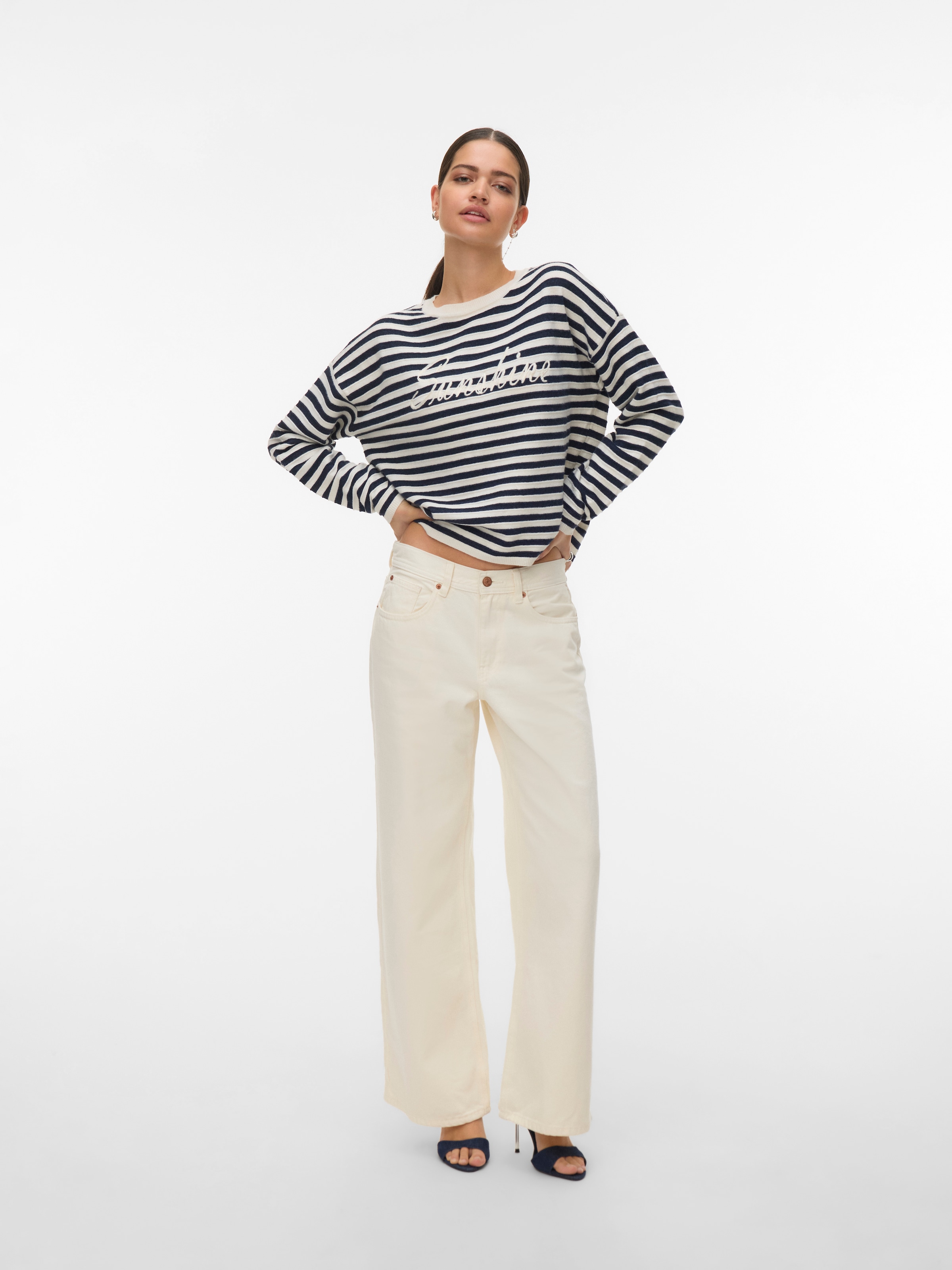 Vero Moda Strickpullover »VMAPPLE LS O-NECK PULLOVER BOO« mit trendigem "Sunshine" Schriftzug