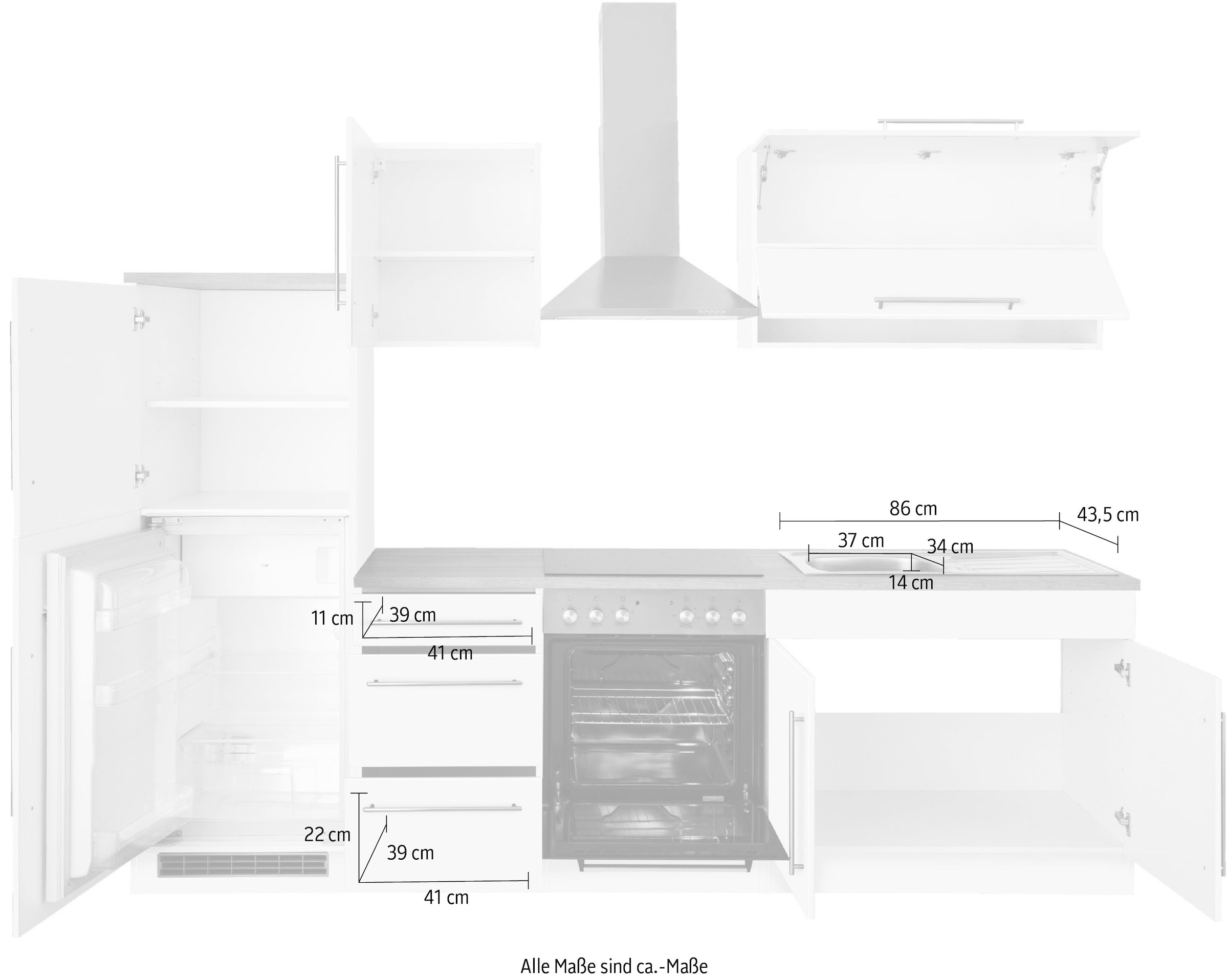 HELD MÖBEL Küchenzeile »Samos«, mit cm bequem E-Geräten, bestellen Breite 270