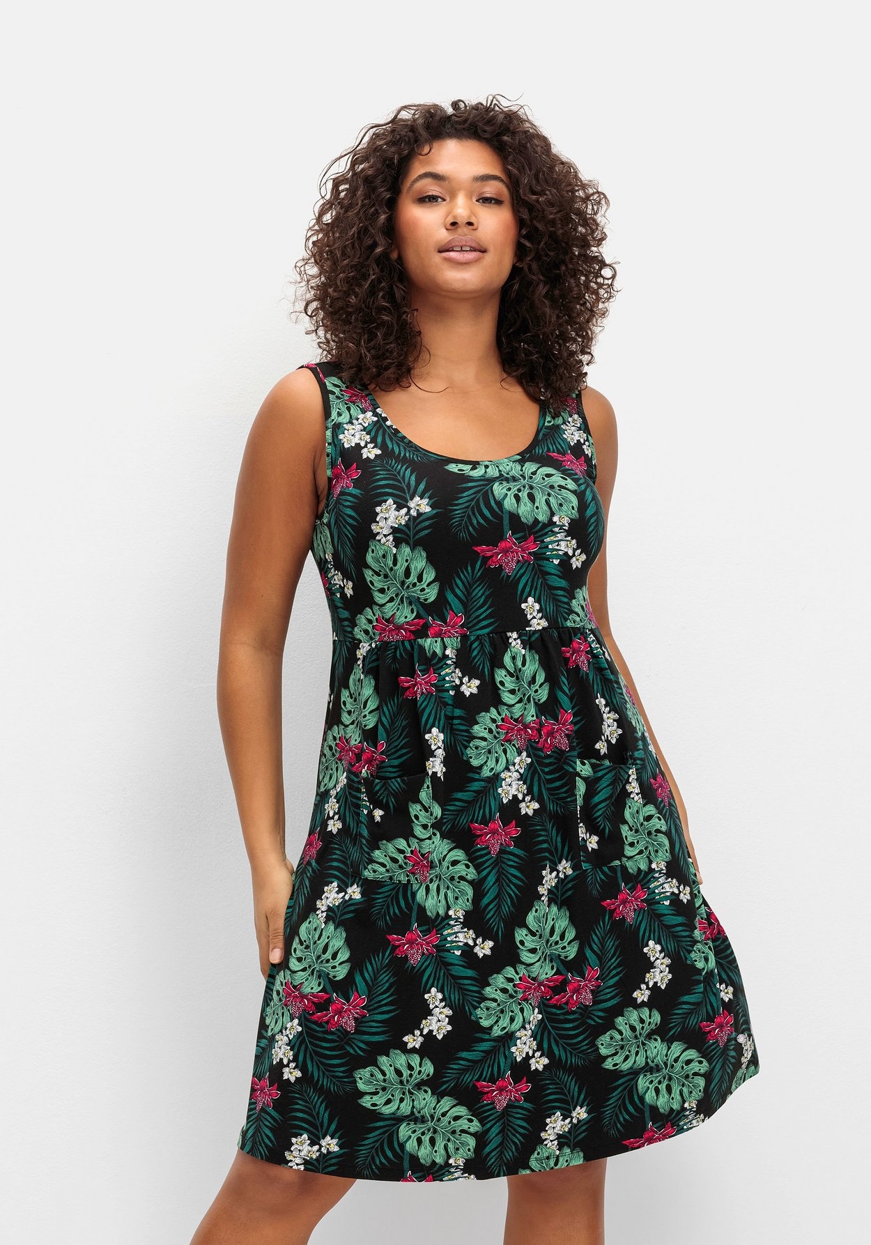 Sheego Sommerkleid »Ärmelloses Jerseykleid in leicht ausgestellter Form«