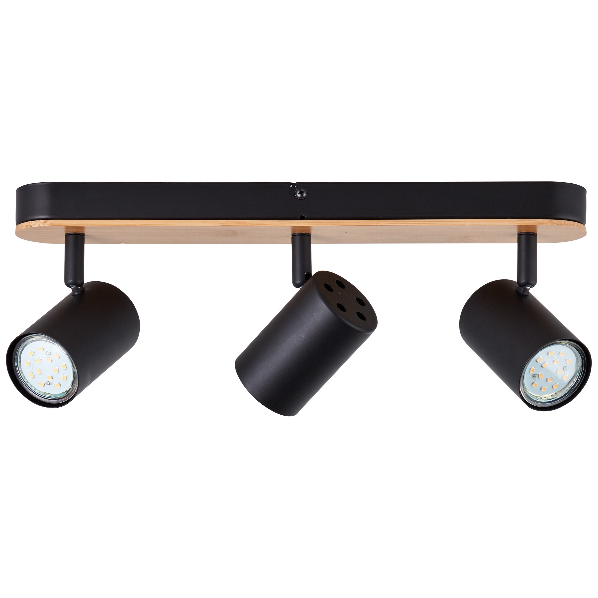 Brilliant Deckenstrahler »Niels«, 3 flammig, Leuchtmittel GU10 | ohne Leuchtmittel, Breite 41 cm, GU10, Metall/Bambus, schwarz matt/natur