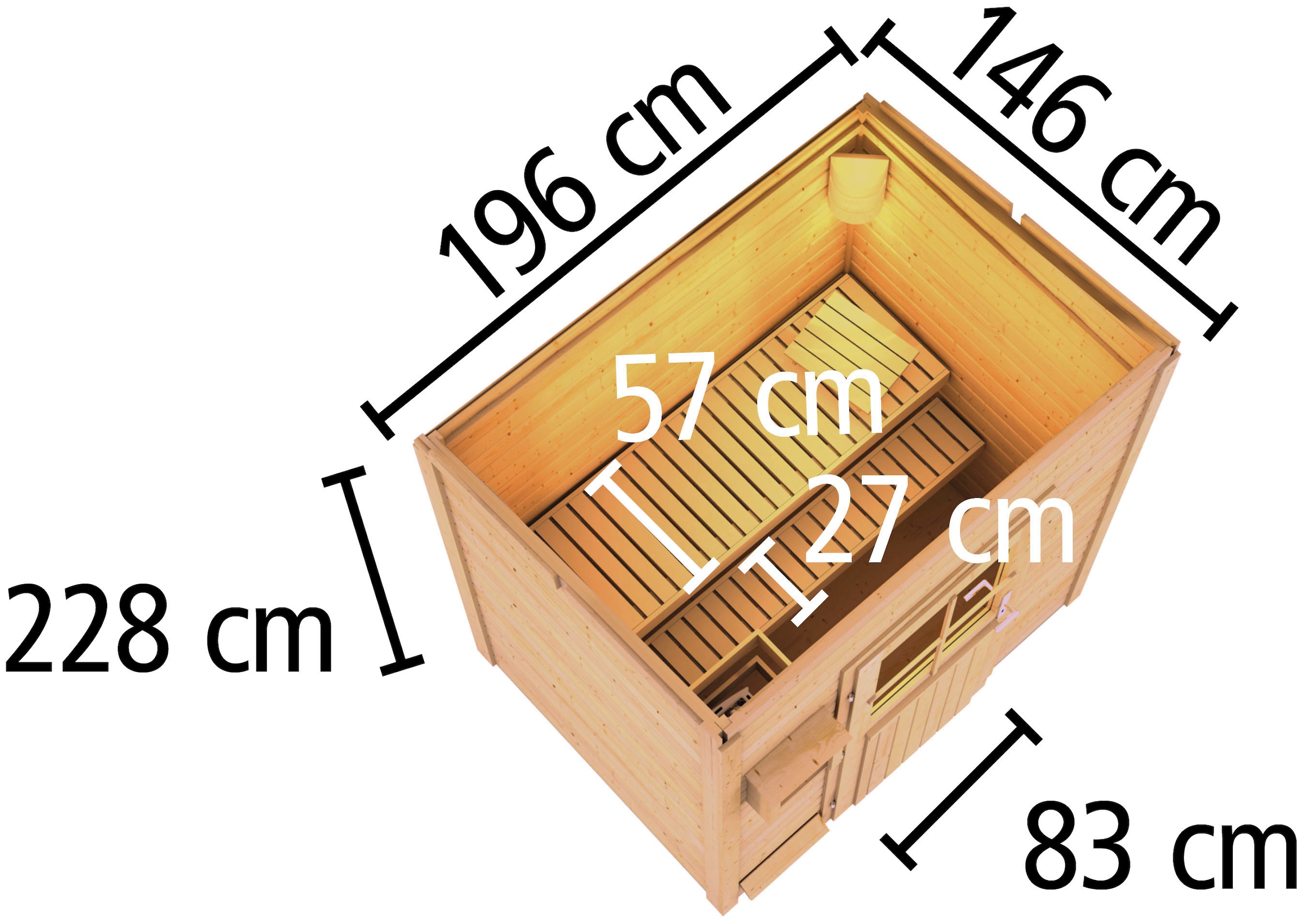 Karibu Saunahaus »Talo 1« Set,  Ofen 9 KW externe Strg easy