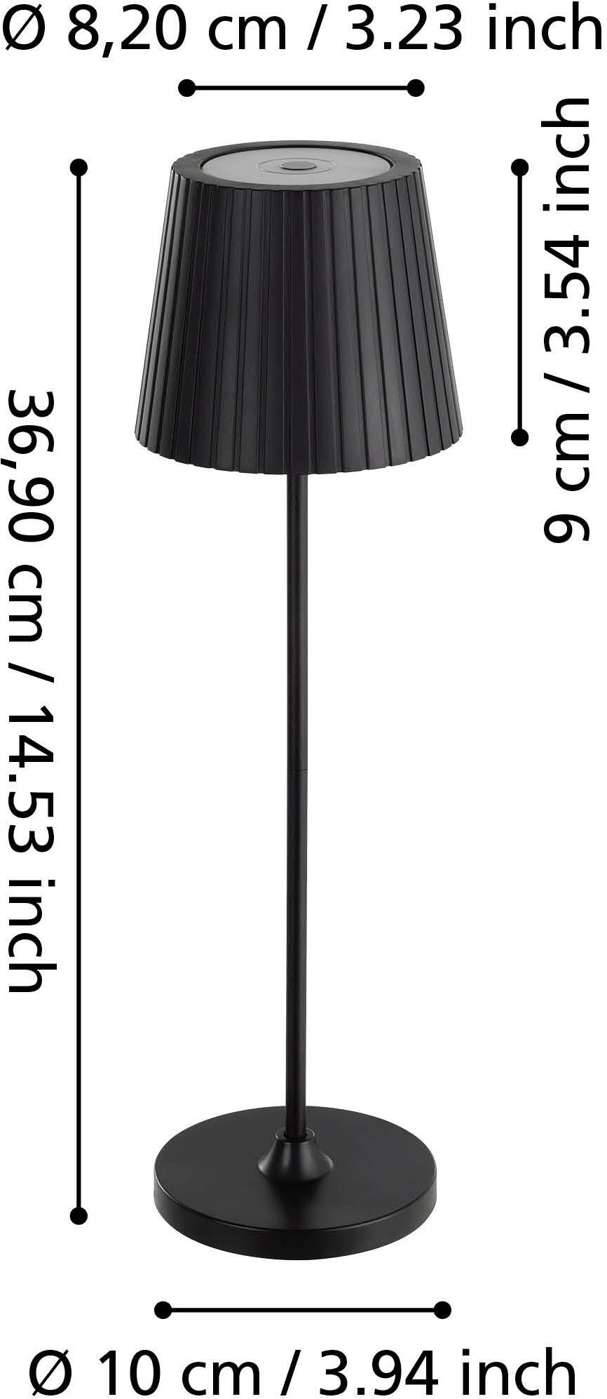 EGLO Tischleuchte »CABOZO Tischlampe - Kunststoff - LED - 3,8W - IP44« LED-Modul 1 Stk. Neutralweiß | Warmweiß Solarleuchte, Außentischleuchte, Akku, Leselampe, H37 x Ø11 cm