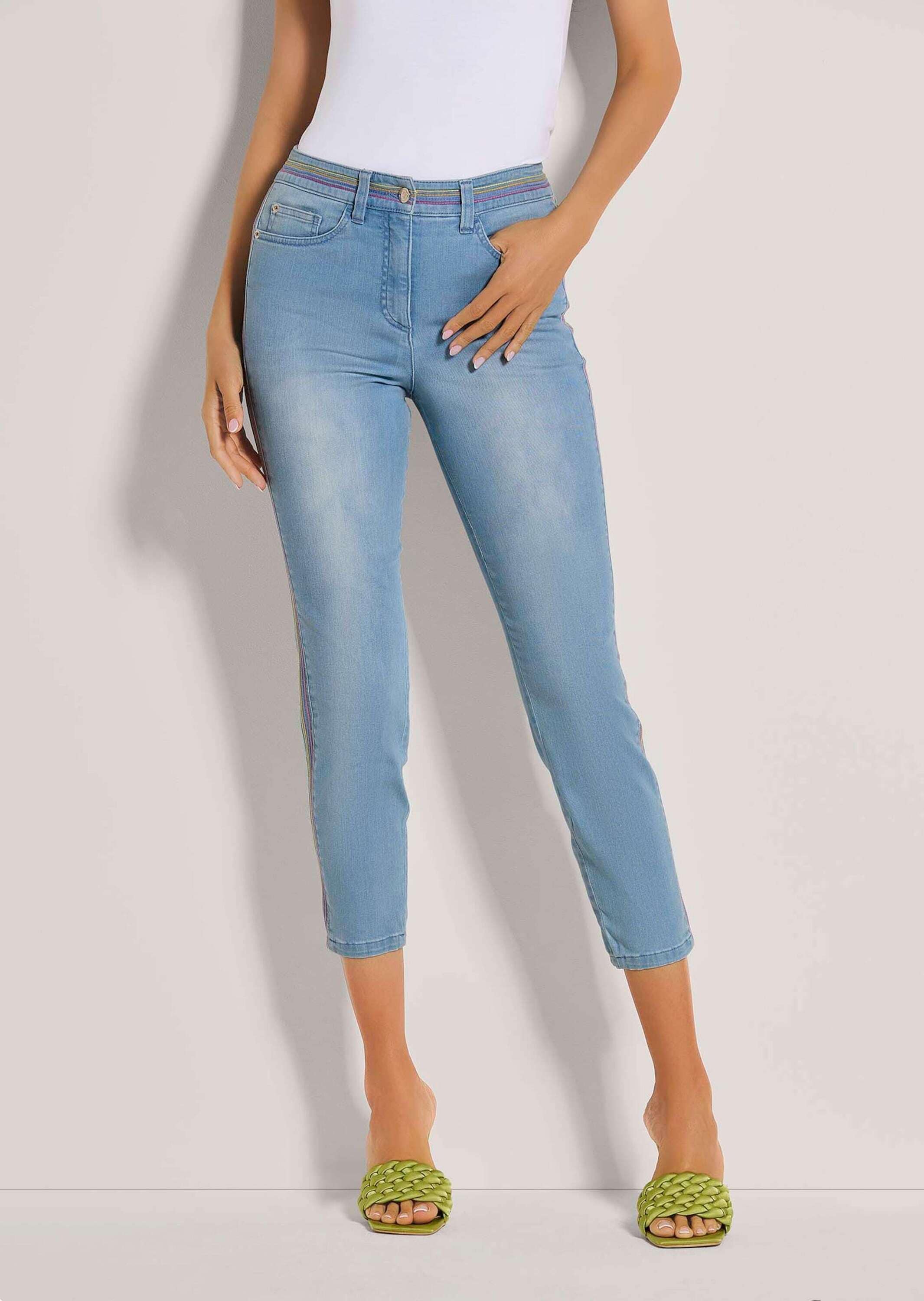 MADELEINE Regular-fit-Jeans »Jeans Schmale 7/8-Jeans mit bunten Streifen-Akzenten«
