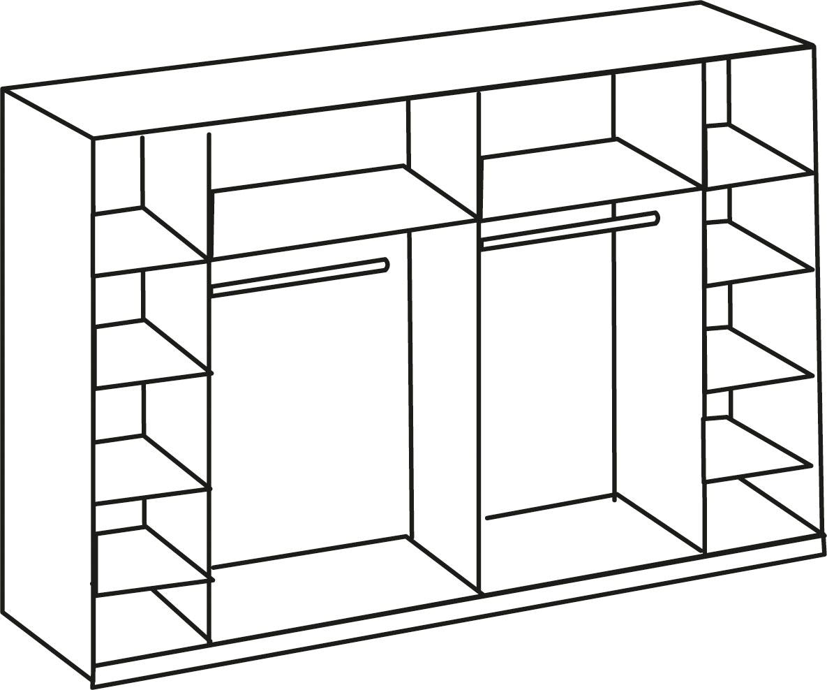 Wimex Kleiderschrank »Stockholm, rustikale Optik im Industrial Design, Made in Germany«, 270x65x210cm, viel Stauraum durch 2 Kleiderstangen und 10 Einlegeböden