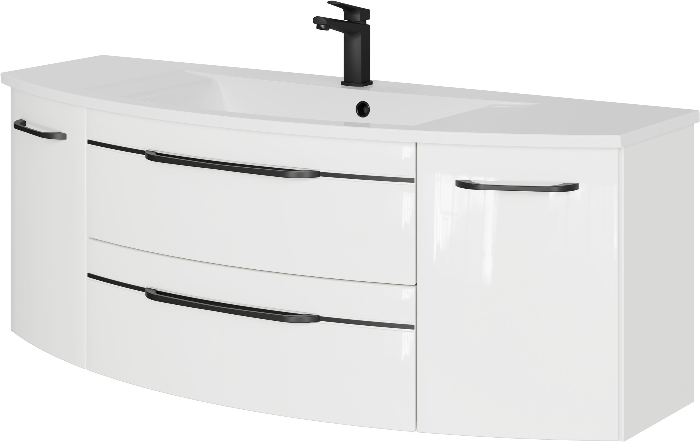 Saphir Waschtisch »Serie 7045 Mineralmarmor-Waschtisch und Unterschrank, 131 cm breit«, Waschplatz mit 2 Schubladen, 2 Türen, Badmöbel Set mit Waschtisch