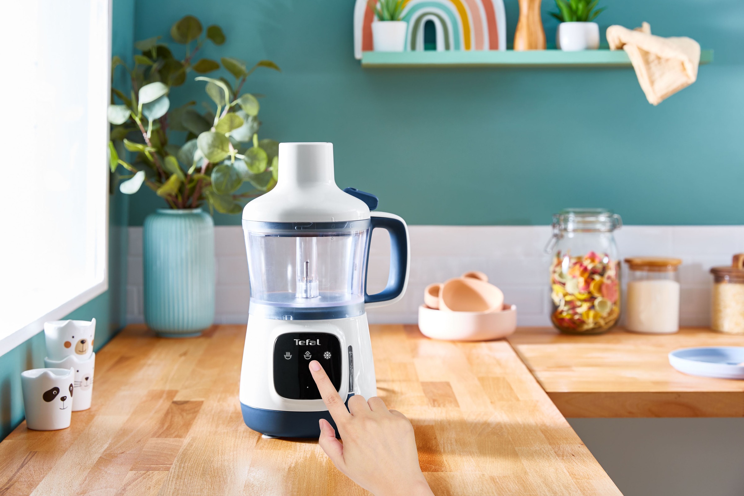 Tefal Stabmixer »HB55W4 Yummy Gourmet Babynahrungszubereiter«, 600 W, inkl. Stabmixer, Spatel, Messbecher, Keramikvorratsbehälter,Rezeptbuch