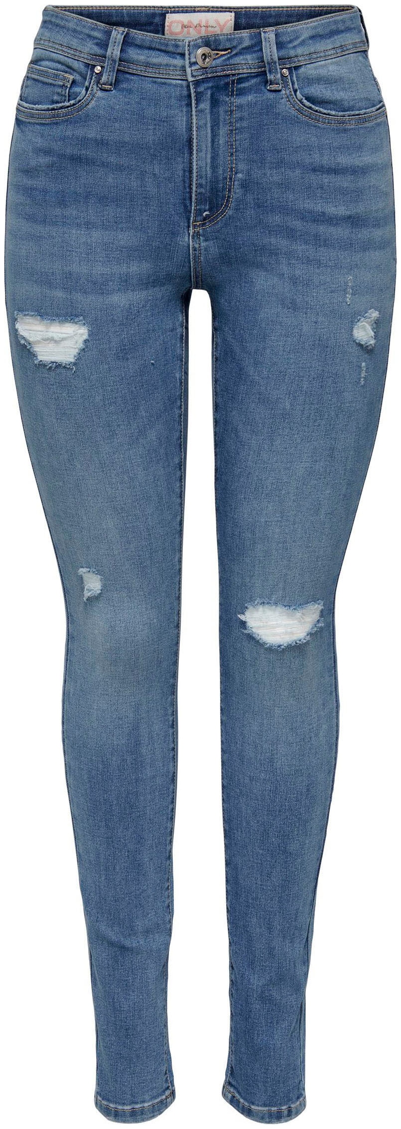 ONLY Skinny-fit-Jeans »ONLWAUW MID SK DESTROY DNM BJ210«, mit Destroyed Effekt