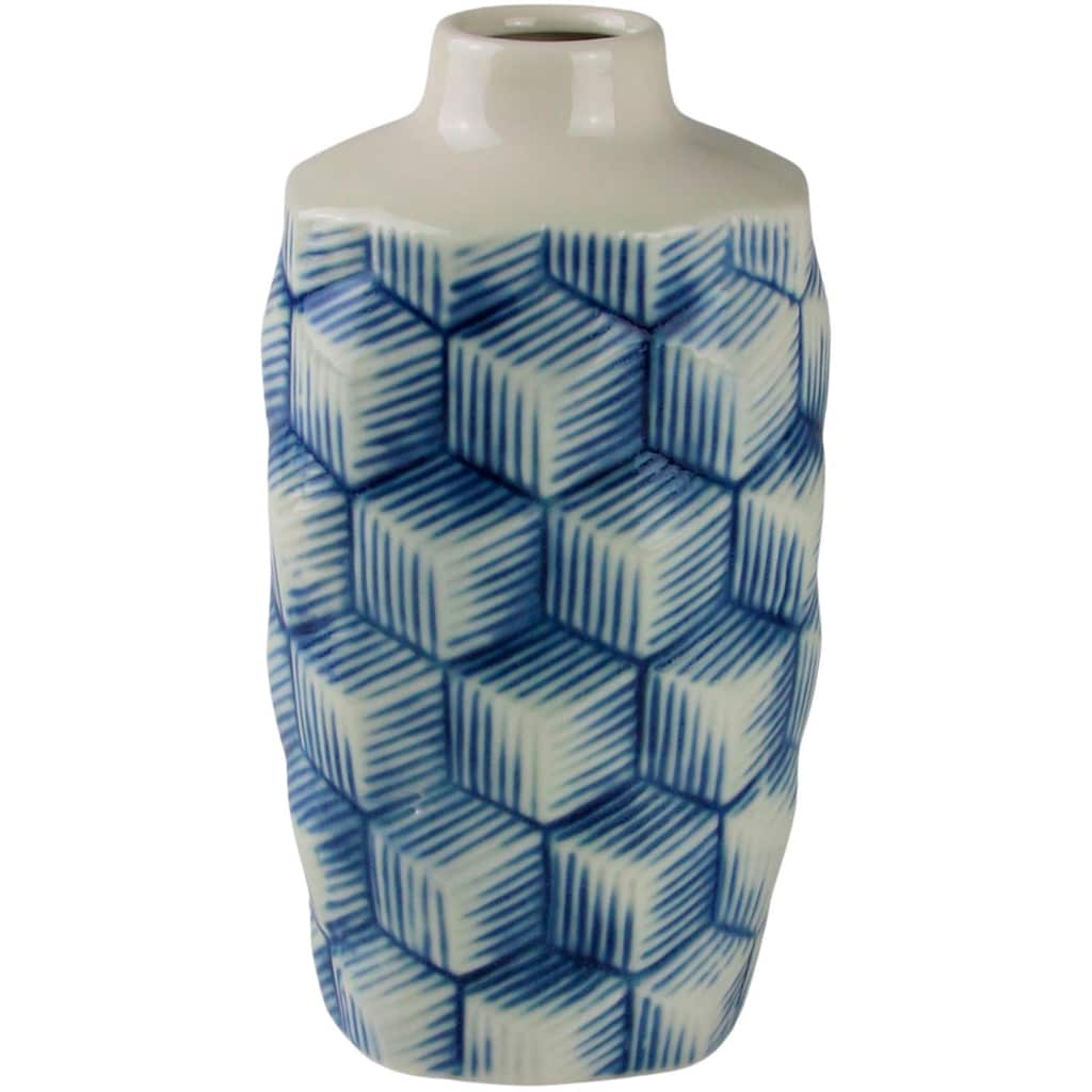 AM Design Dekovase »Raute, blau-weiß, Tischvase aus Keramik«, (1 St.)