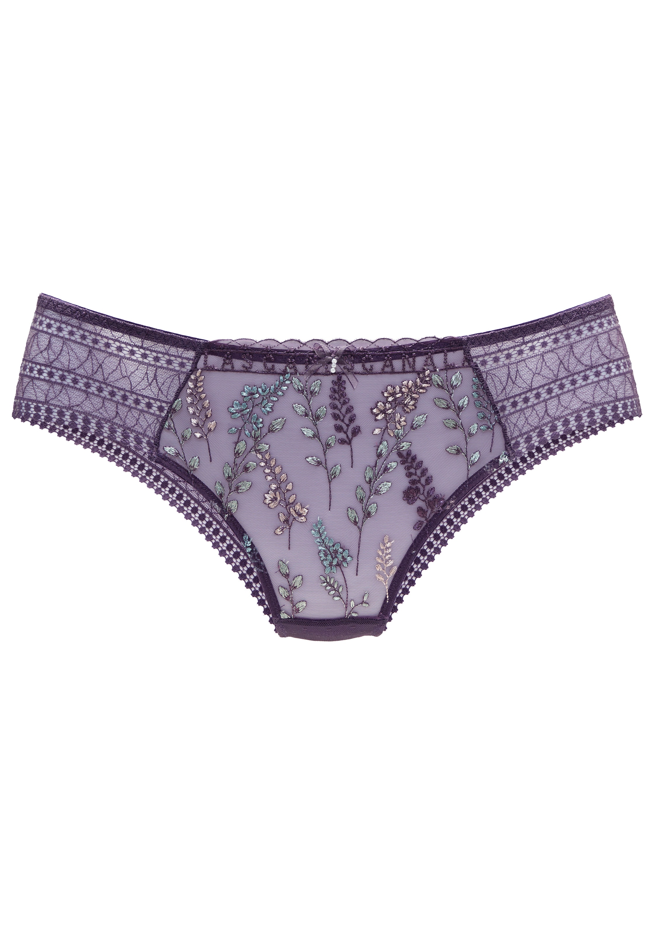 LASCANA Panty »Mirabel« mit glänzender Blumenstickerei, transparente Unterwäsche