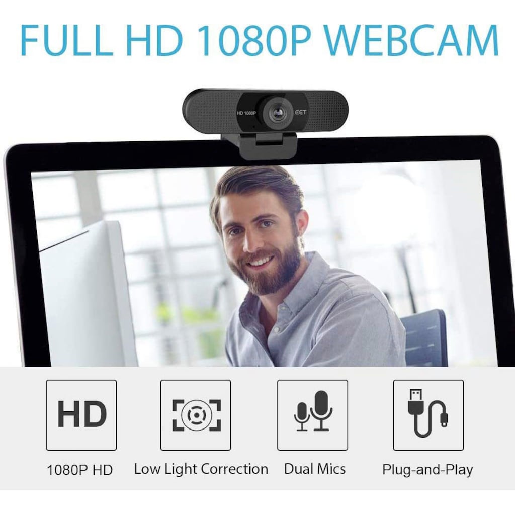 eMeet Camcorder »C960 HD Webcam mit 2 KI Array Mikrofonen«, Full HD