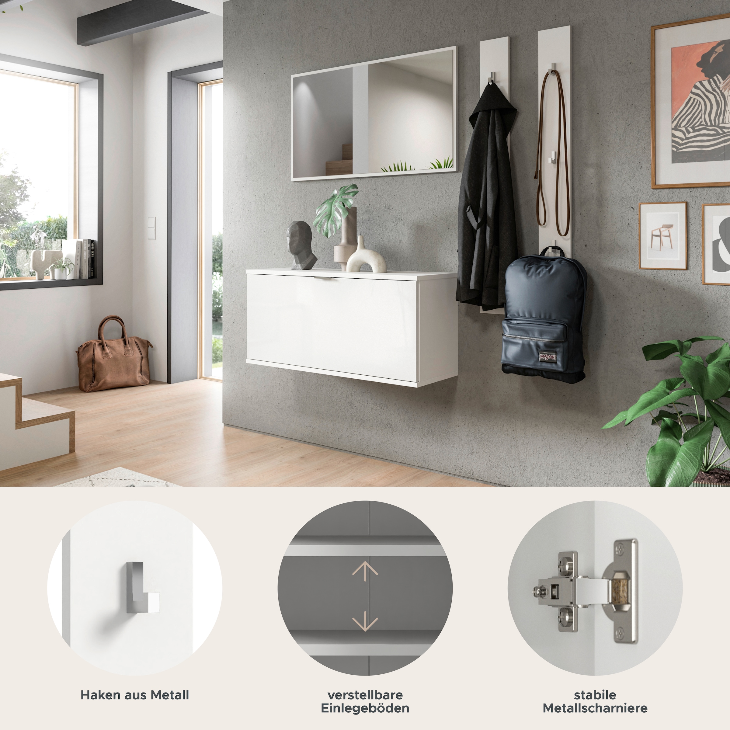 Home affaire Garderoben-Set »Trondheim Garderobenset 3-tlg. , Breite 130 cm,« 3 Stk. tlg.