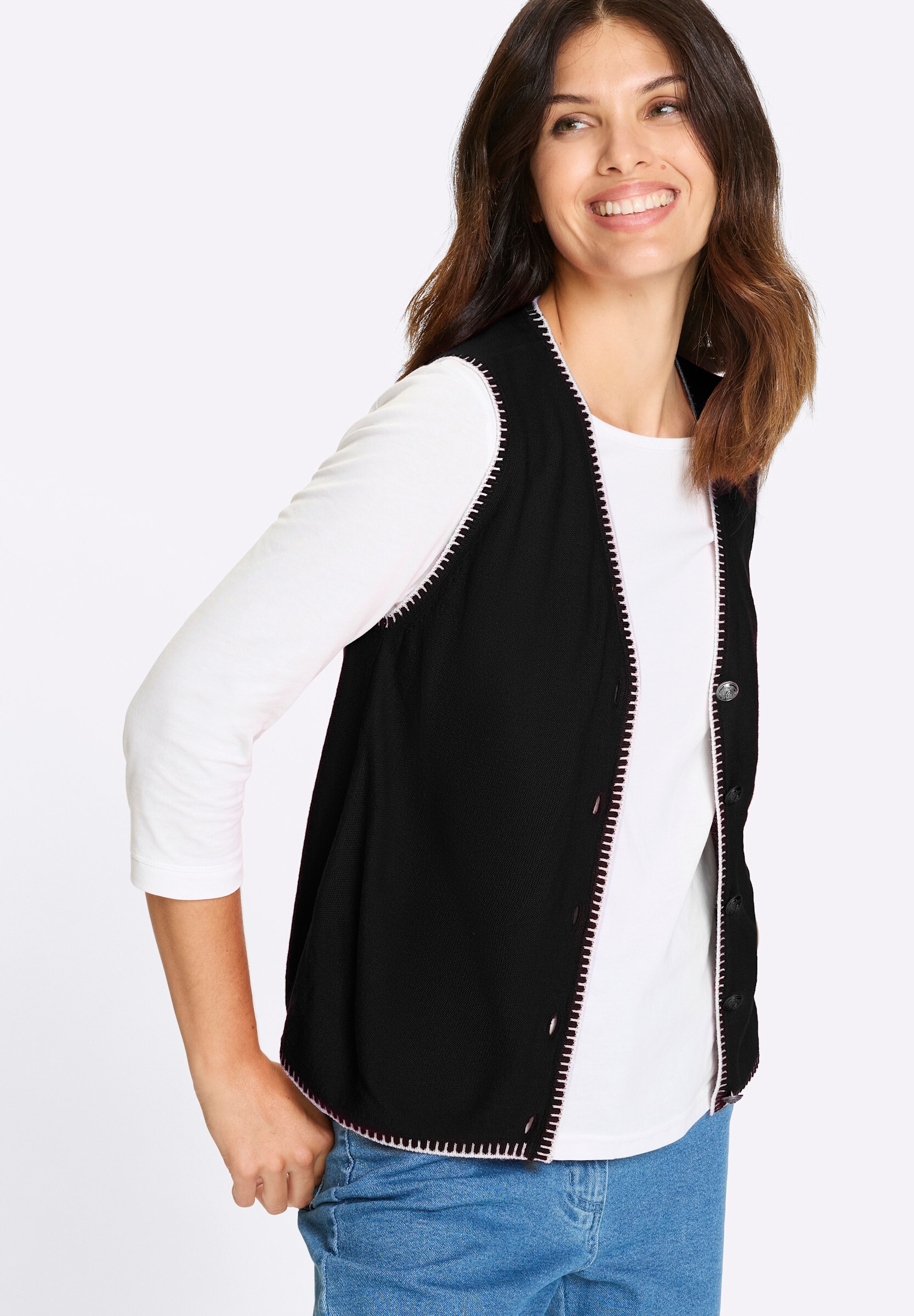 Sieh an! Strickweste »Strickweste Strickweste mit Trachtenknöpfen«