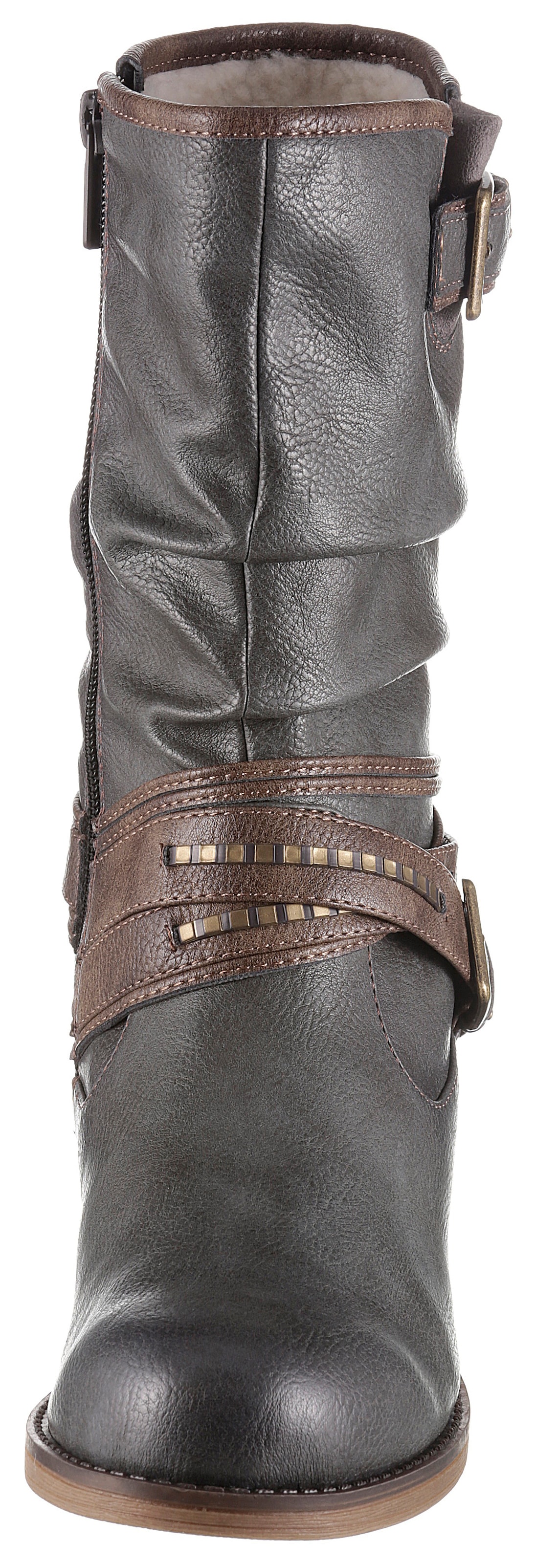 Mustang Shoes Winterstiefel, Stiefelette, Winterboots mit Zierschnallen am slouchy Schaft