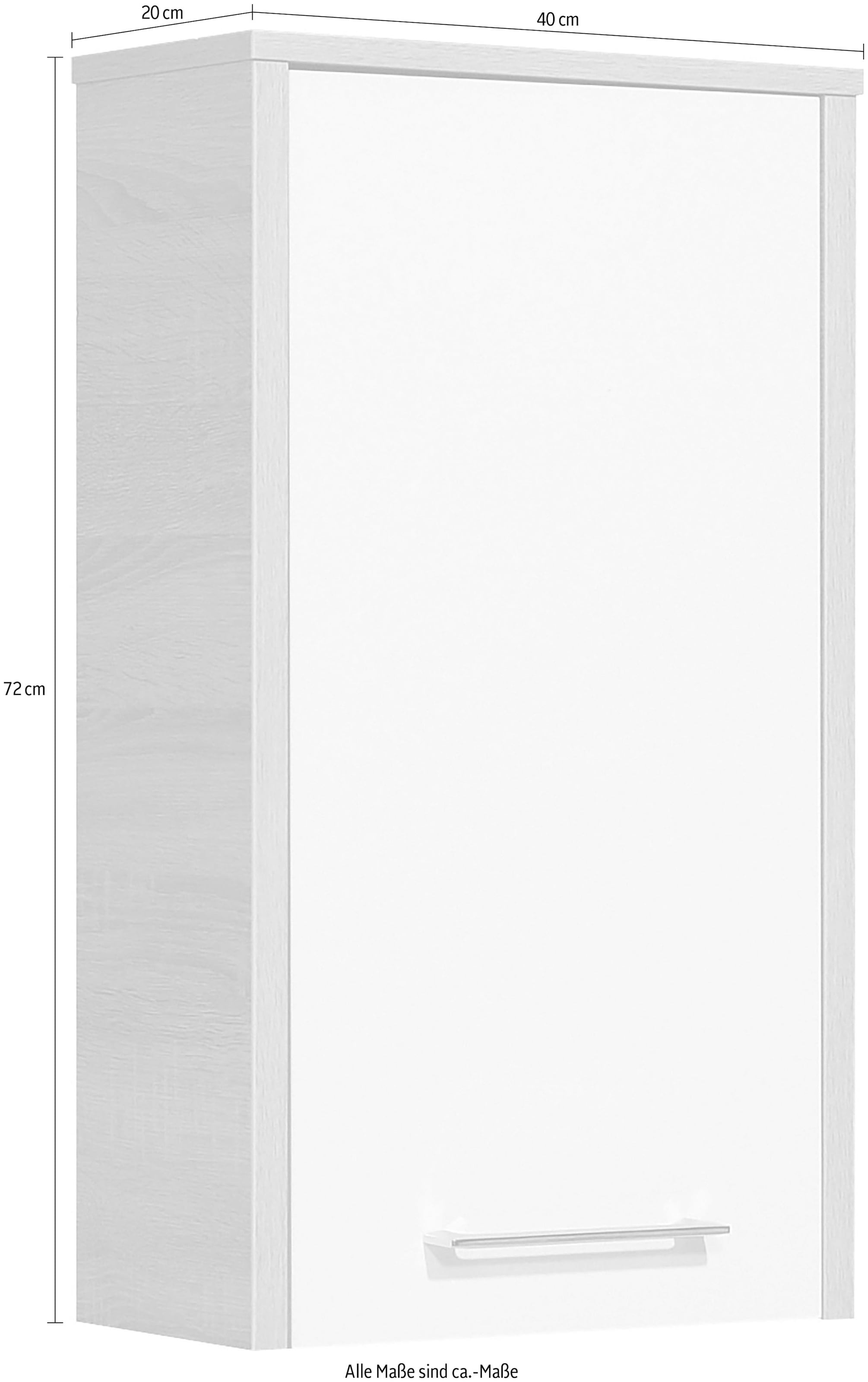 Saphir Hängeschrank »Quickset 382 Wand-Badschrank mit 1 Tür und 2 Einlegeböden« Badezimmer-Hängeschrank, 40 cm breit, inkl. Türdämpfer, Weiß Hochglanz