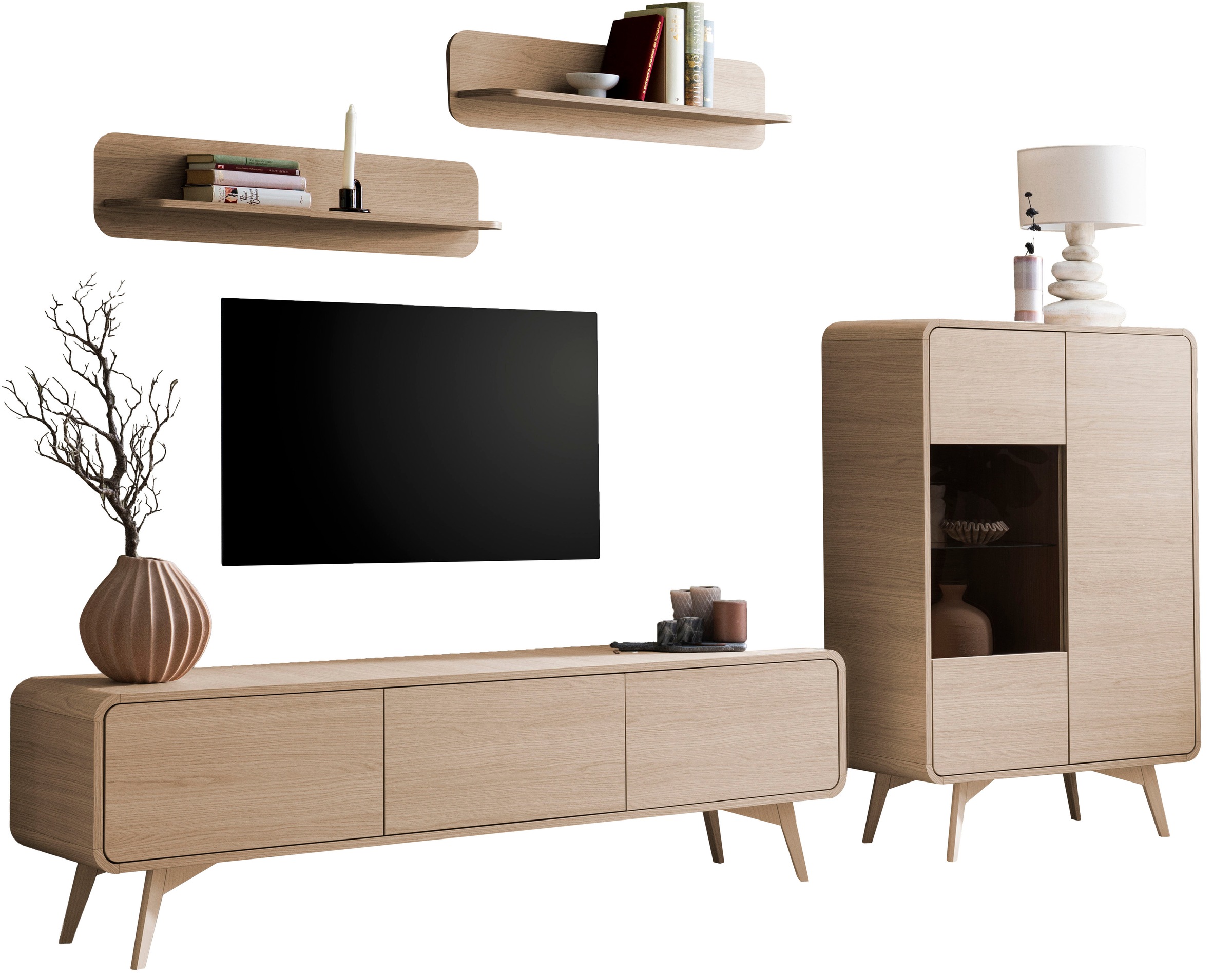 Home affaire Wohnwand »Torsby, moderne Anbauwand, Komplettset im Scandi-Stil« Set, 4 Stk. tlg.