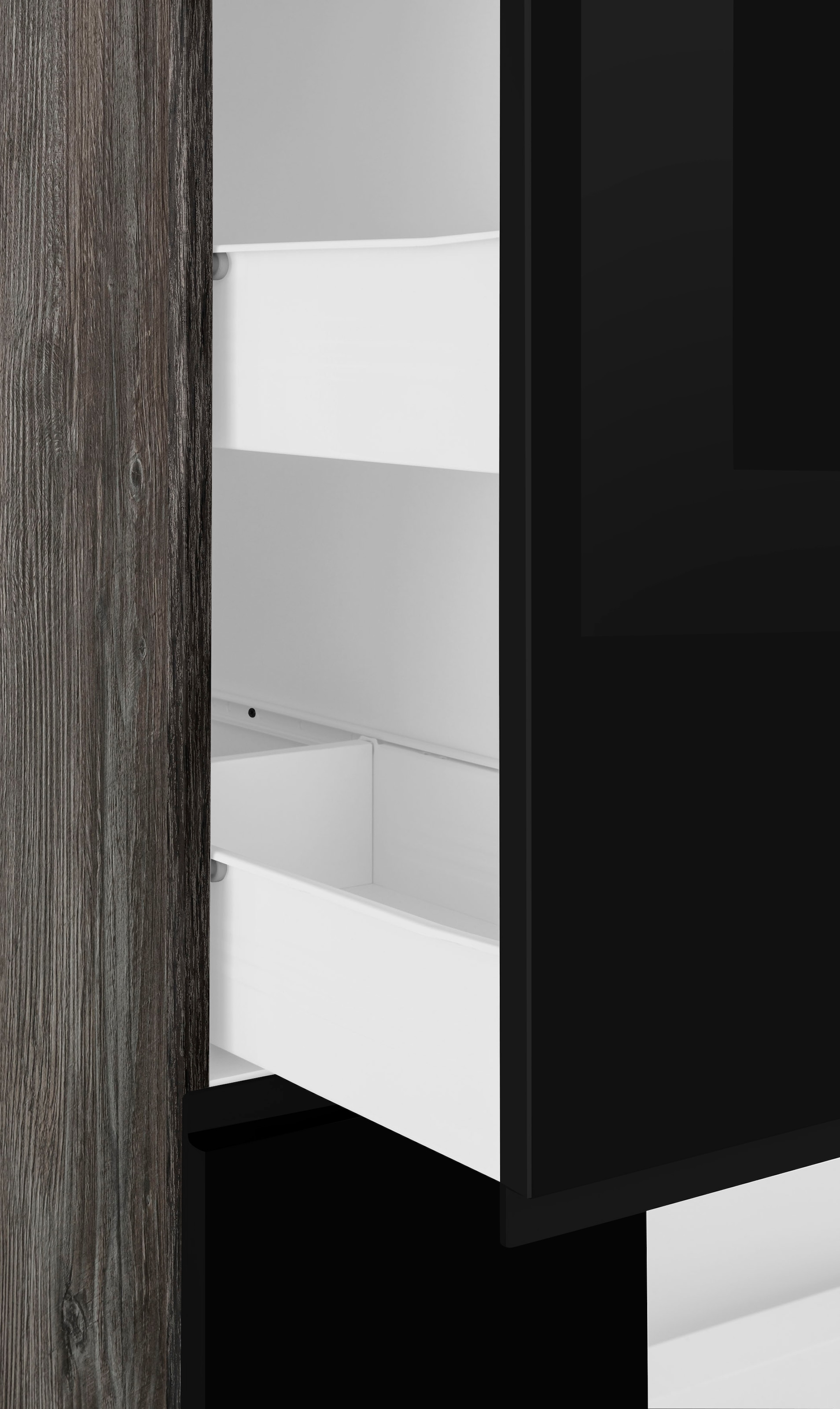 KOCHSTATION Apothekerschrank »KS-Virginia«, 200 cm hoch 30 cm breit, 2 Auszüge mit 5 Ablagen, griffloses Design