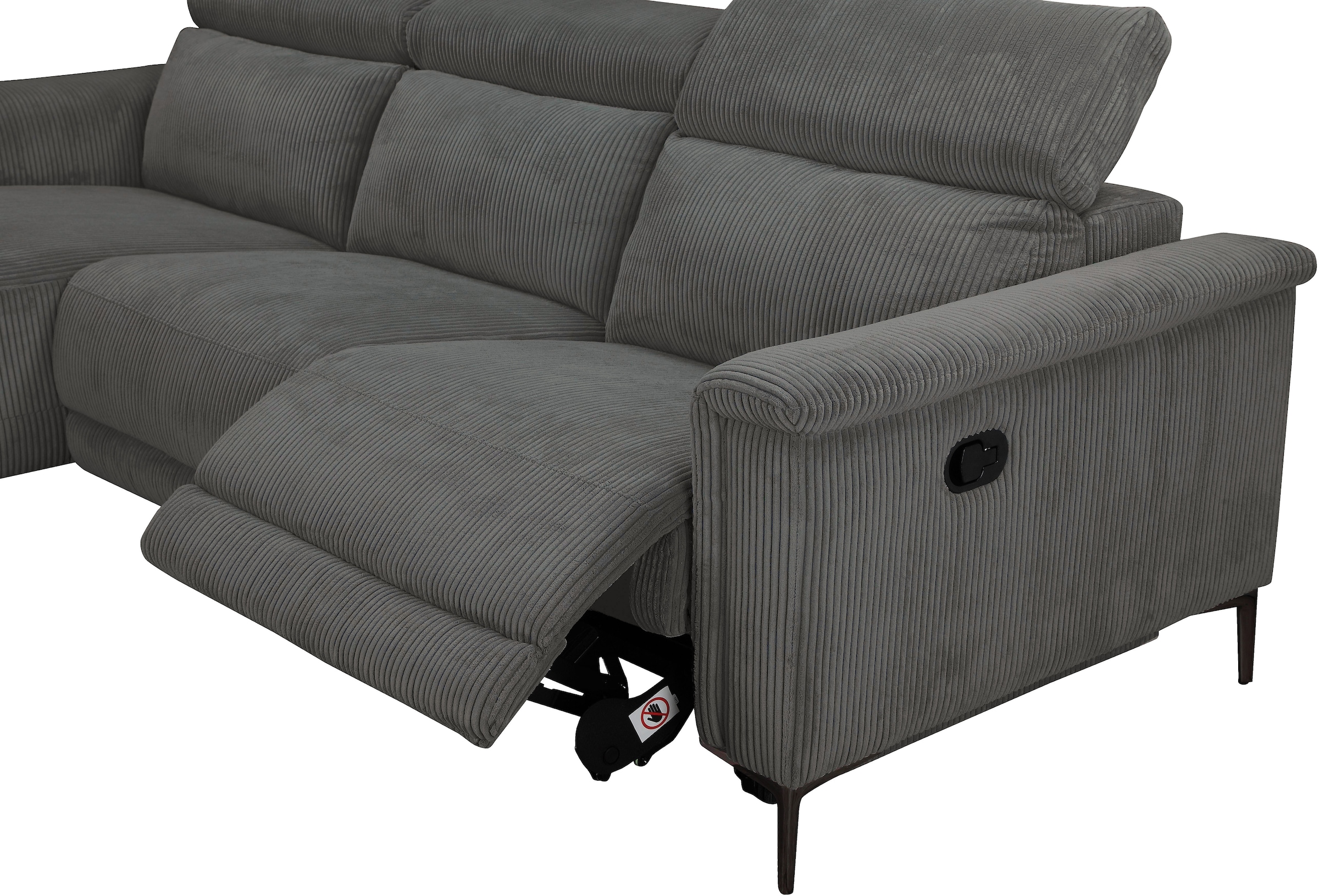 OTTO home Ecksofa »LUND Cord, L-Form, 261 cm, man. o. elektr. Relaxfunktion (mit USB-A)« USB-C bei elektrischer Variante und Kopfteilverstellung