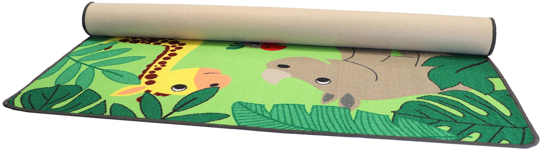 Primaflor-Ideen in Textil Kinderteppich »JUNGLE, Made in Belgium«, rechteckig, 5 mm Höhe, Motiv Dschungel Tiere, Kinderzimmer
