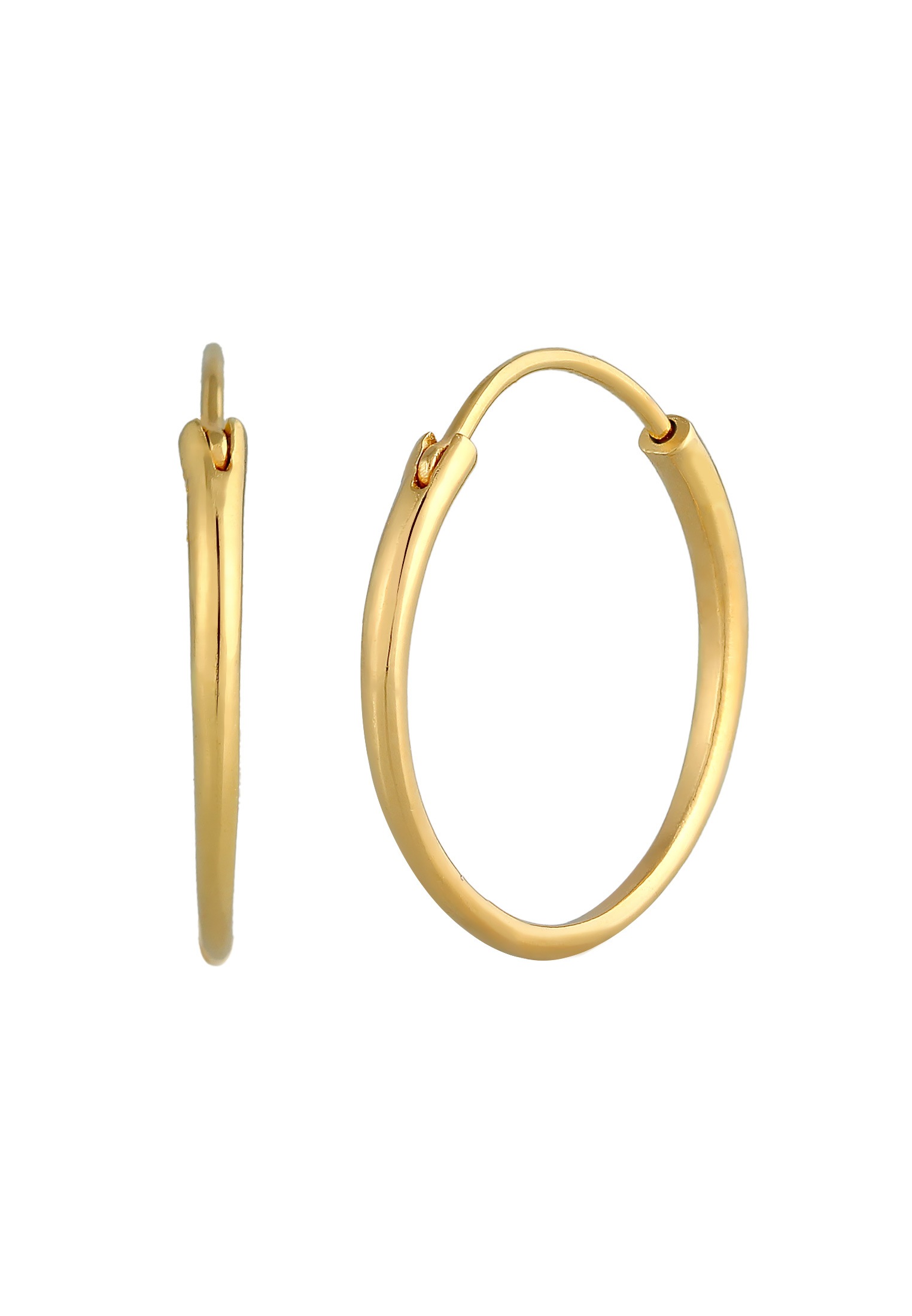 Elli Premium Paar Creolen »Ohrringe Creolen Ohrhänger Basic Klassik Rund 375 Gelbgold«