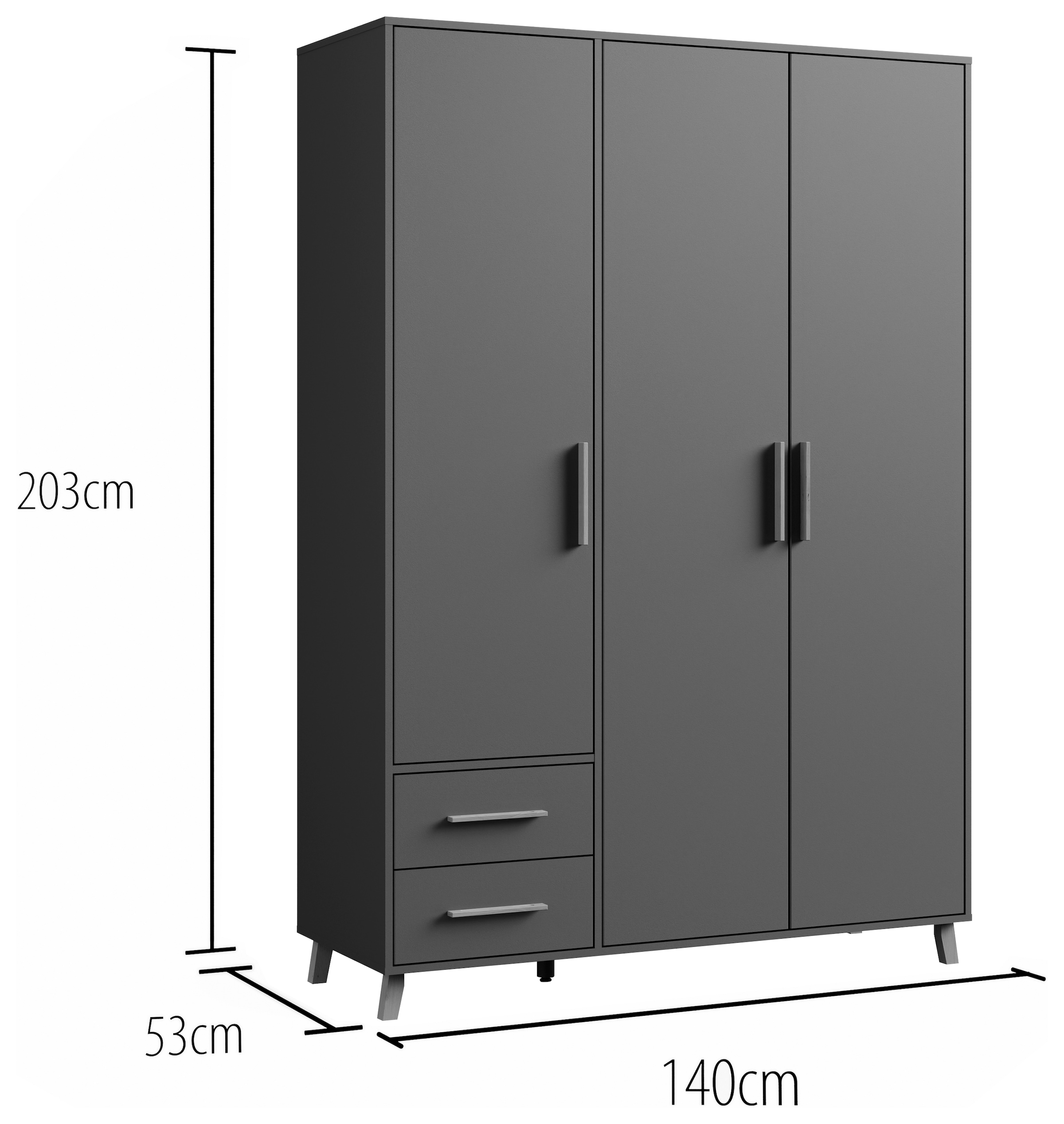 rauch Drehtürenschrank »Kleiderschrank Schrank Garderobe Wäscheschrank SHINJO« in 3 verschiedenen Ausstattungen BASIC/CLASSIC/PREMIUM,  Griffe und Füße aus Massivholz mit 2 Schubladen MADE IN GERMANY