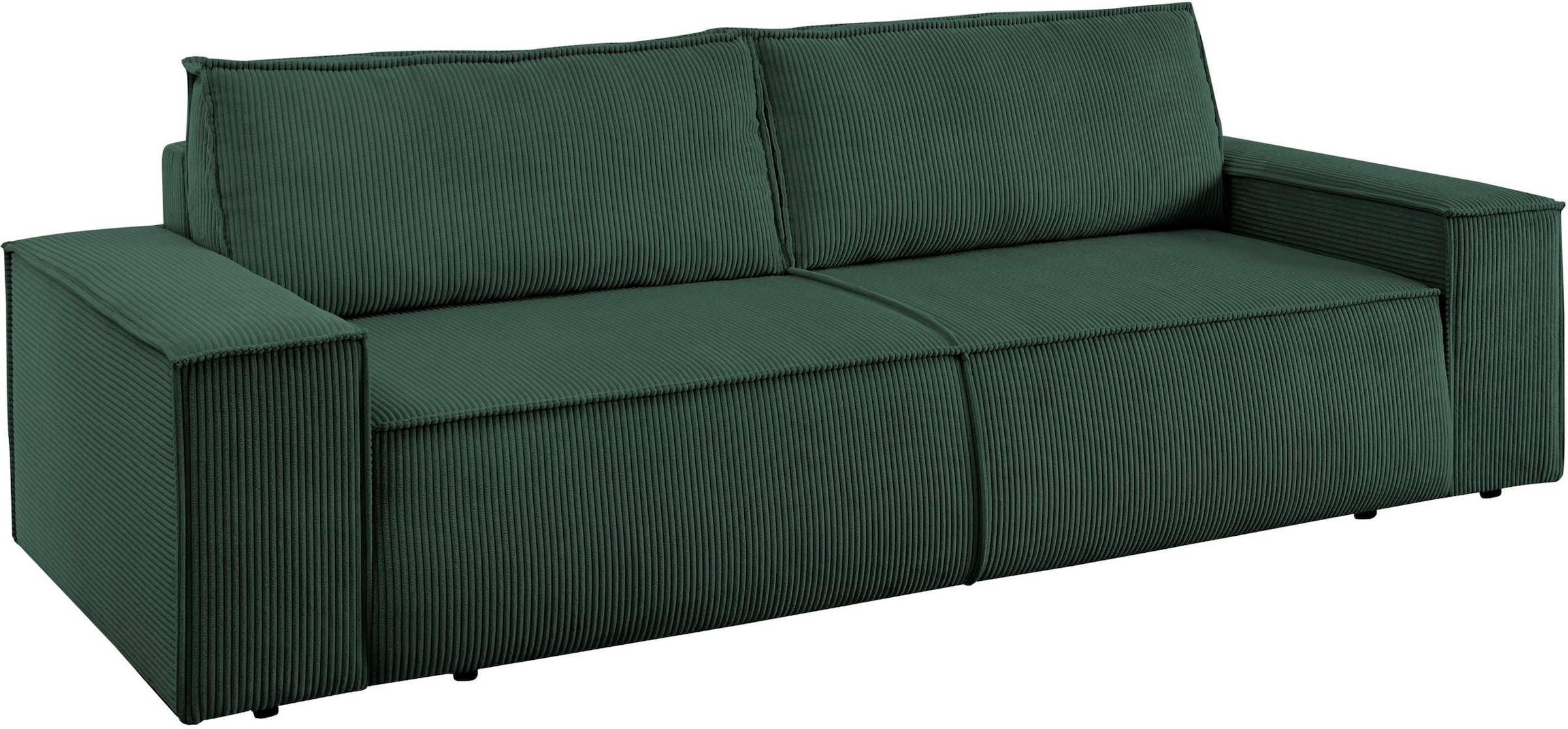 Home affaire 3-Sitzer »SHERWOOD Schlafsofa (257cm) Cord, Samtvelours, Vintage-Lederoptik«, Schlaffunktion mit Bettkasten (ca. 136/200cm)