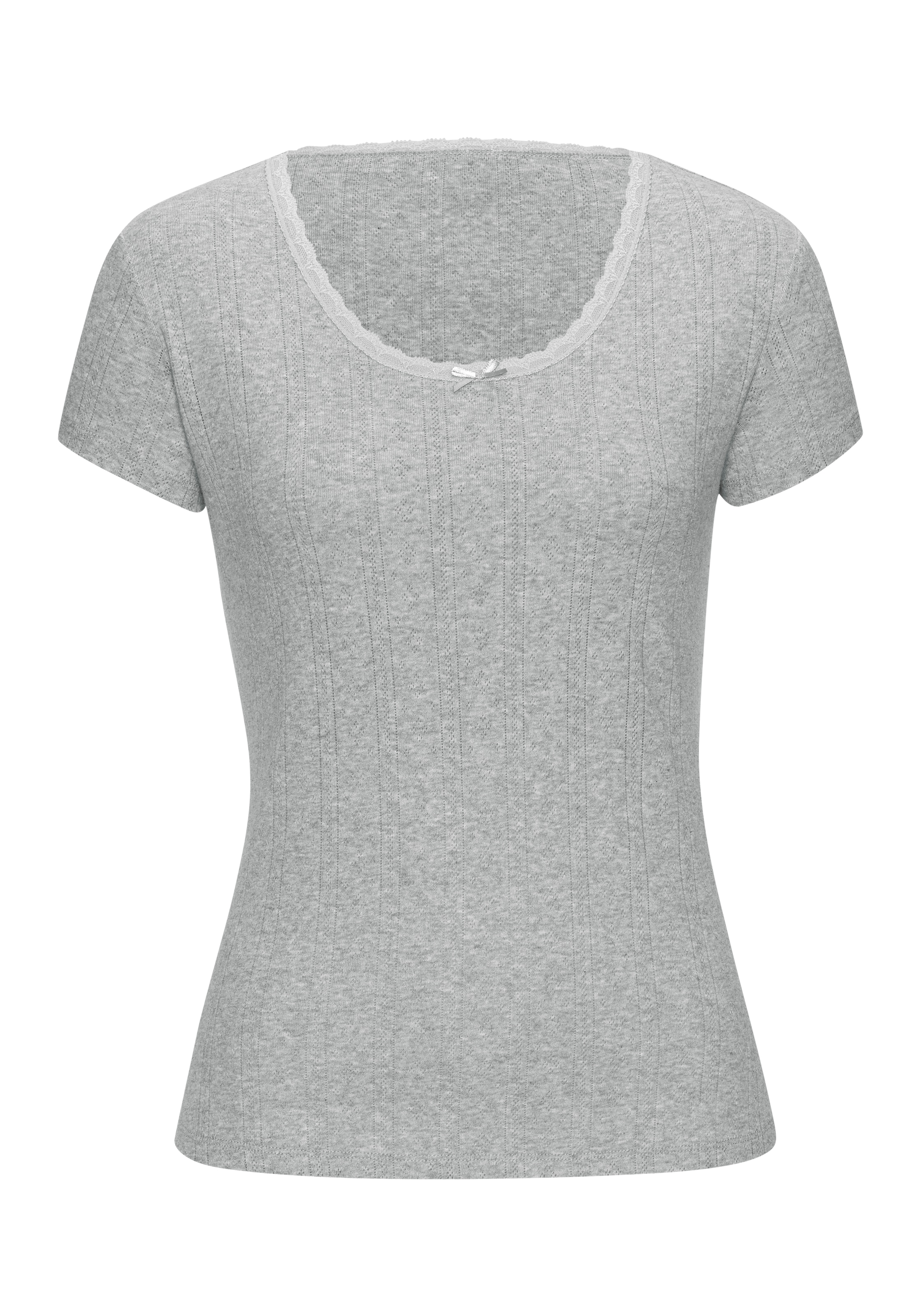 Vivance T-Shirt 2er-Pack,  aus feiner Pointelle-Ware mit Spitze, reine Baumwolle