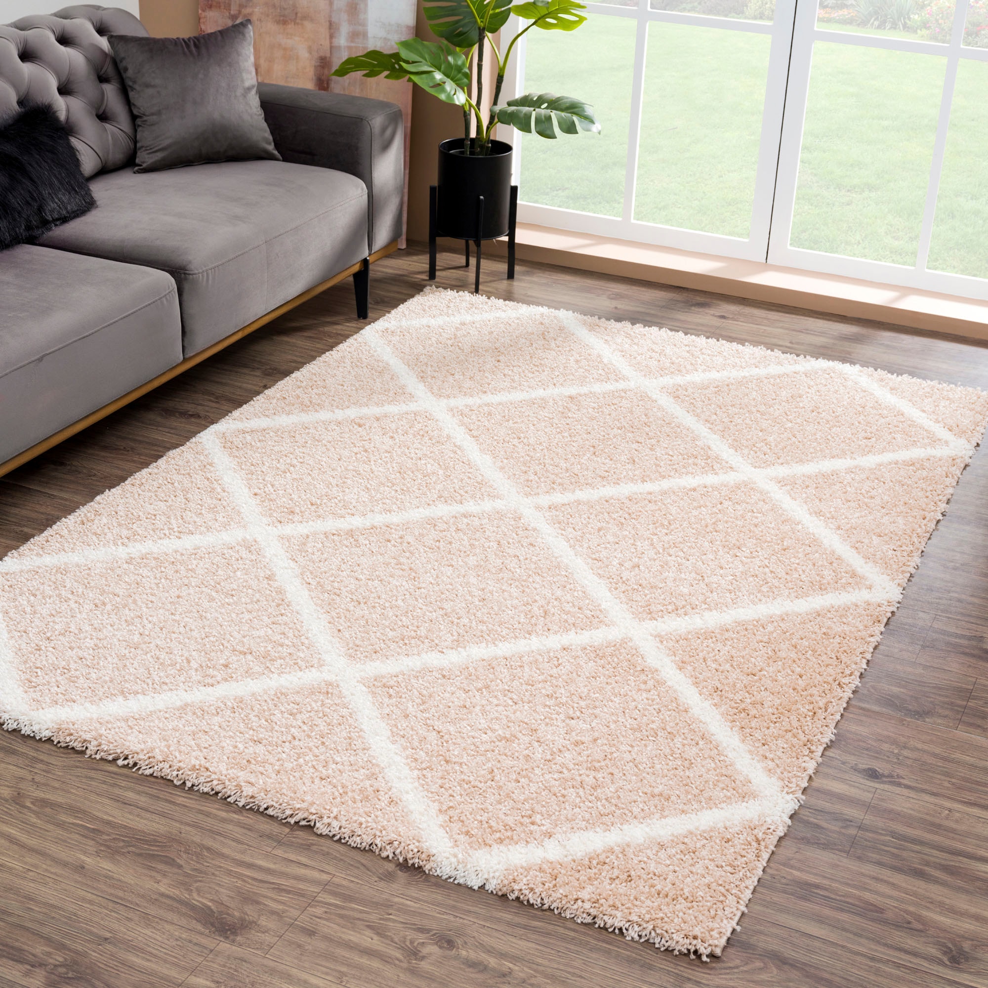 Sanat Hochflor-Teppich »Madrid« rechteckig 30 mm Höhe Wohnzimmer, Langflor, Shaggy Teppich